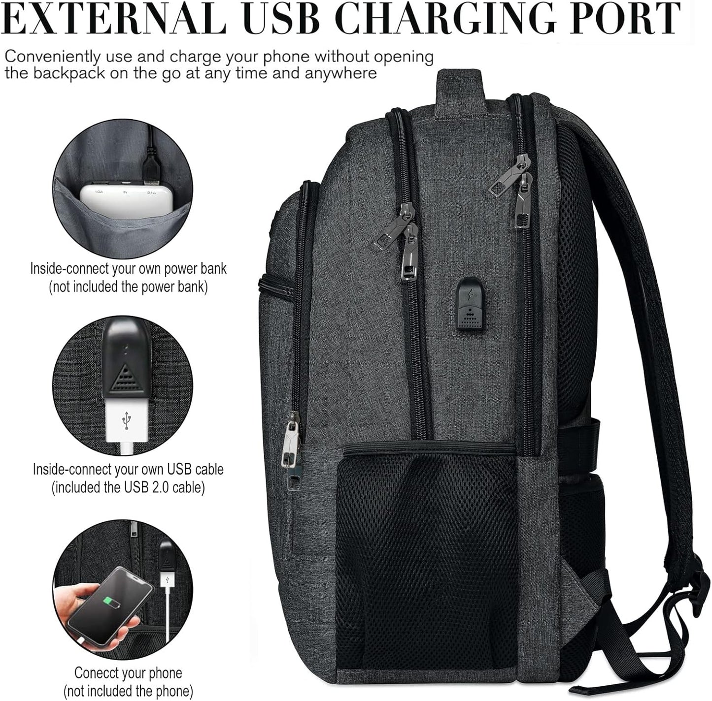 Travel Laptop Backpack, 17 Inch Extra Large School Backpacks for Teen Boys and Girls, Black Water Resistant Women Back Pack, Business Men Sturdy Computer Bag with USB Charging Port, Gifts