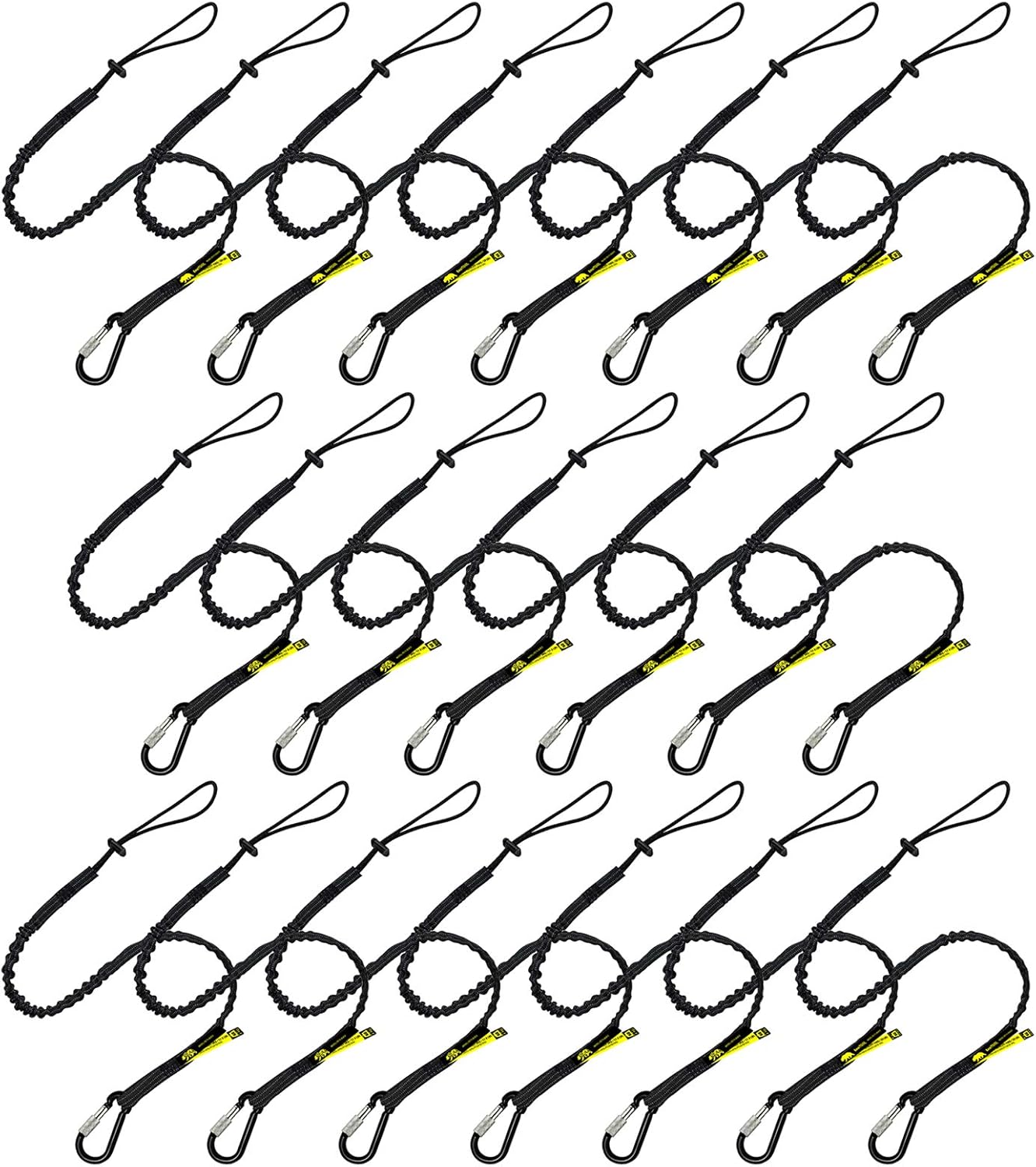 BearTOOLS Tool Lanyard with Single Carabiner and Adjustable Loop End, Standard Length, Maximum Weight Limit 8KG / 17.6lb, Aluminum Screw Lock Carabiner with Shock Cord Stopper, 09250S (50 Pack)