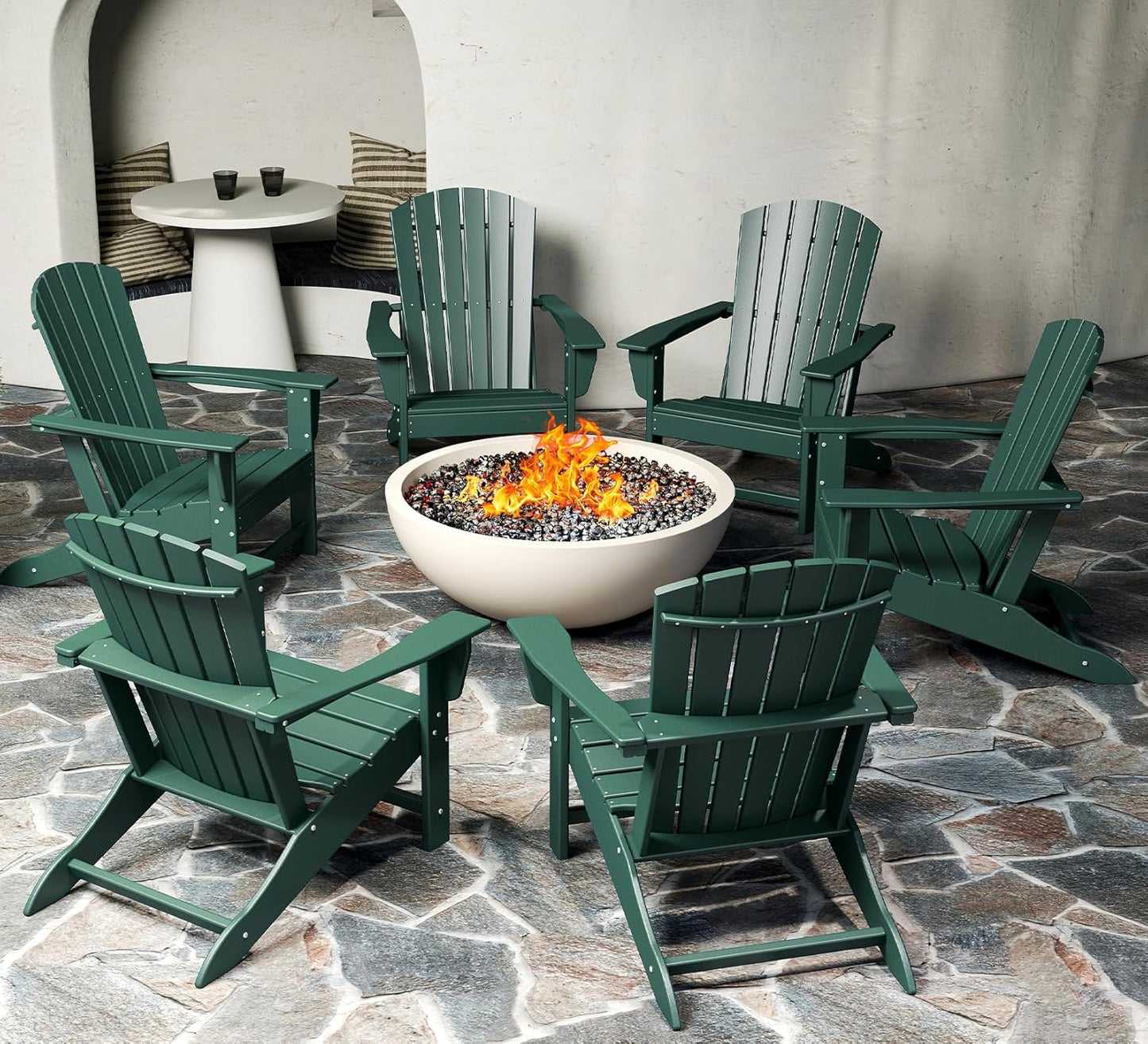 BRIOPAWS Adirondack-Chairs-Set of 4 | Fire Pit Chair | Oversized | HDPE Plastic | Weather Resistant | for Deck Outdoor Poolside Campfire | Blue