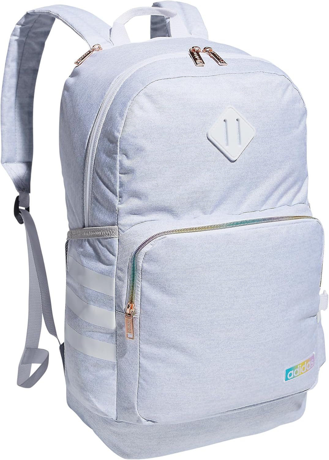 adidas 3-Stripe Classic Backpack for Men and Women, Bag with Laptop Sleeve, Woodland Floral Chalk White/Wonder Orchid Purple/5.0, One Size