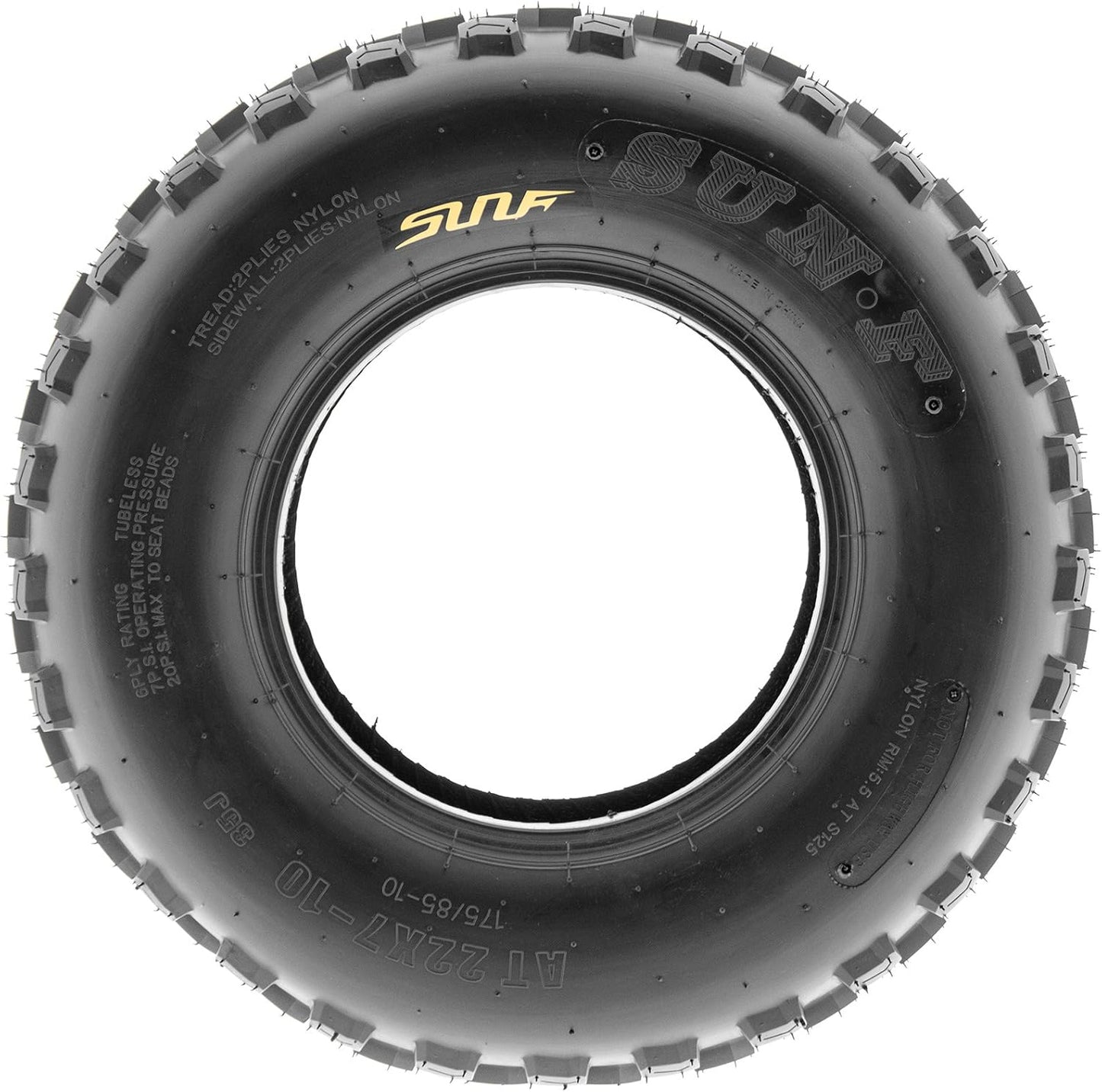 SunF Full Set Sport ATV UTV A017 AT 22x7-10 Front & A005 XC 22x11-10 Rear Knobby Tires, 6 PR, Tubeless