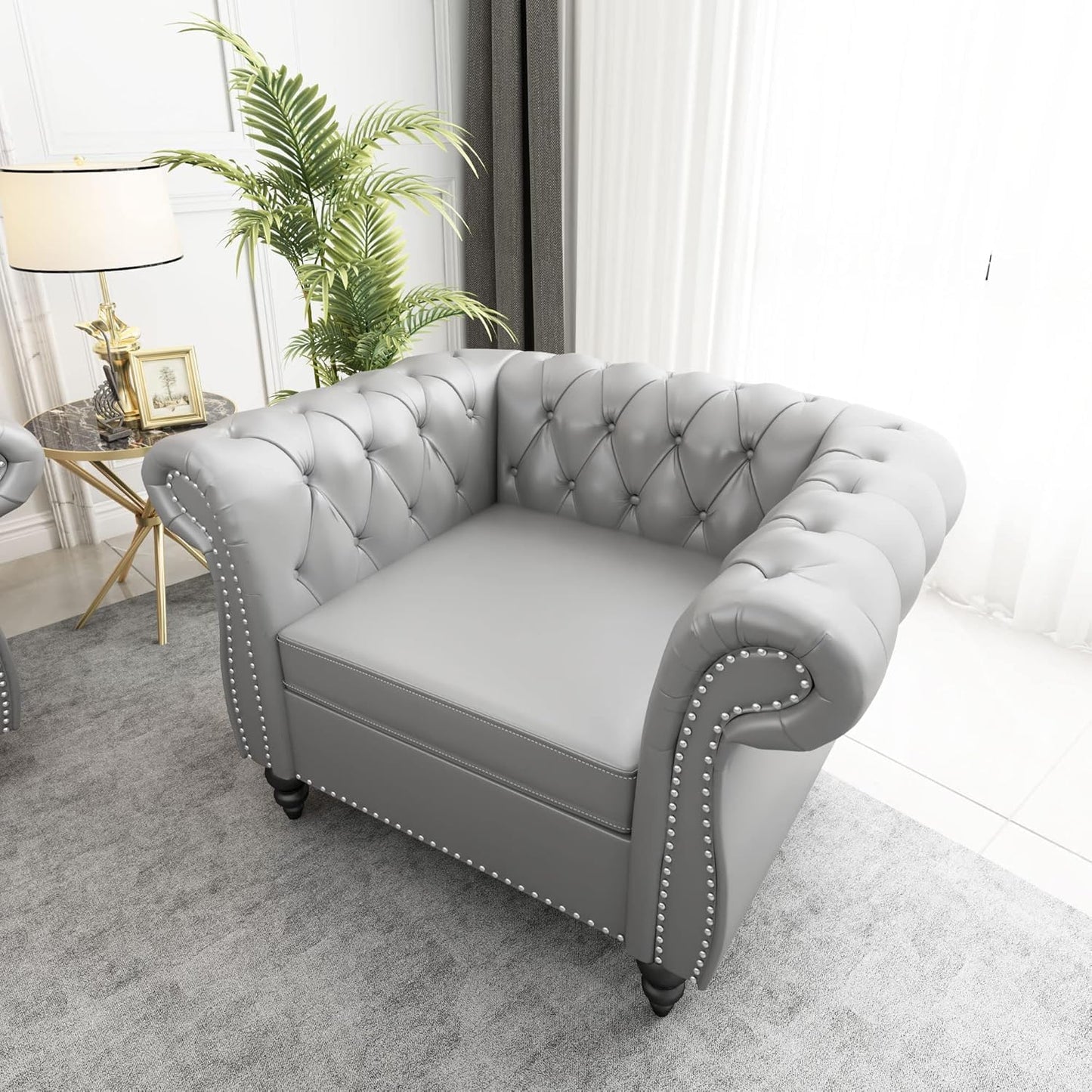 AVZEAR Modern Upholstered Accent Chair, Mid-Century Modern Armchair Single Sofa Chair, Tufted Lounge Reading Chair with Pillow for Living Room, Bedroom, Office (White)