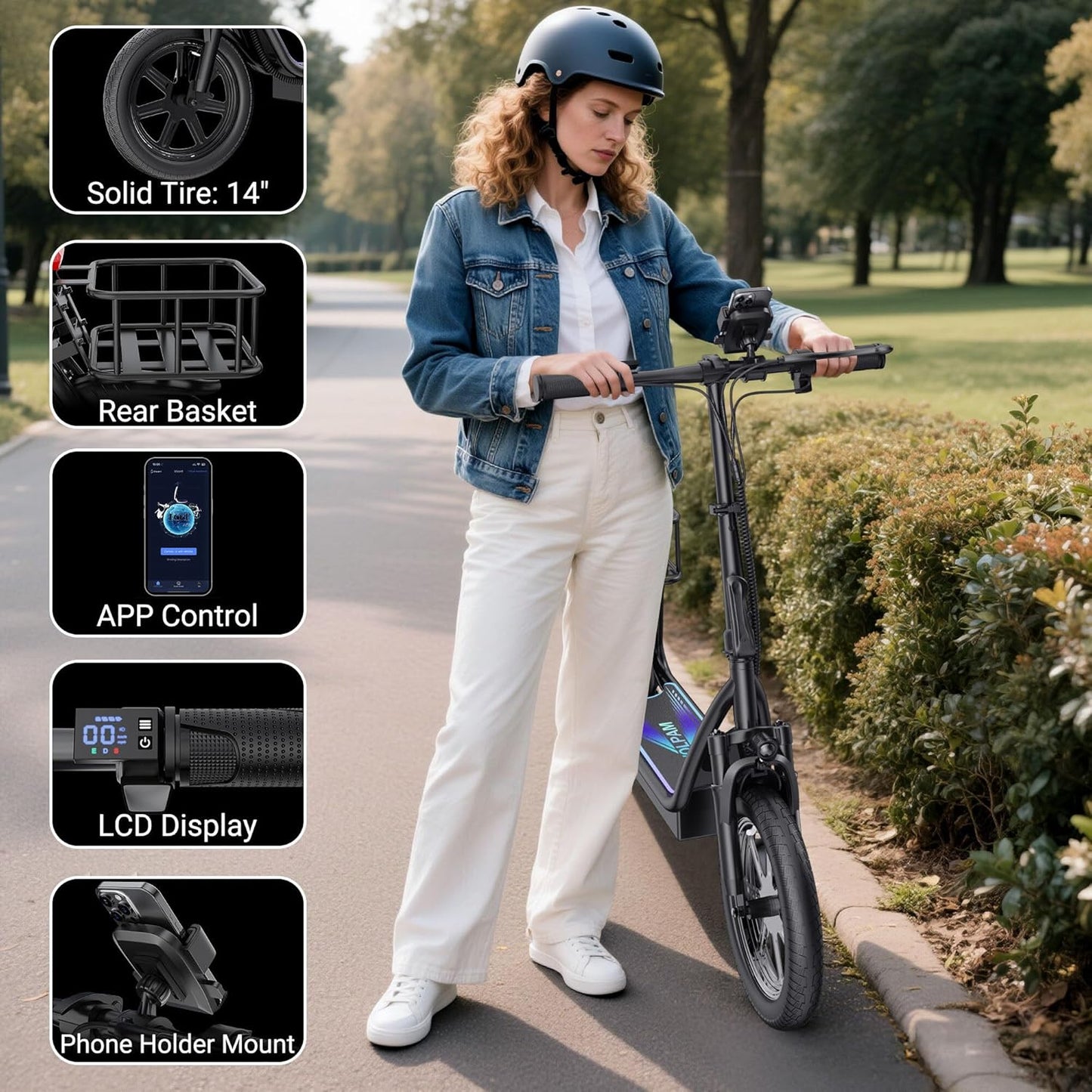 VOLPAM Electric Scooter Adults, Foldable E-Scooter for Adults, 500W Motor, 22 MPH Speed, 27 Mile Range, 14" Tires, Electric Kick Scooter with Seat, Dual/Braking System