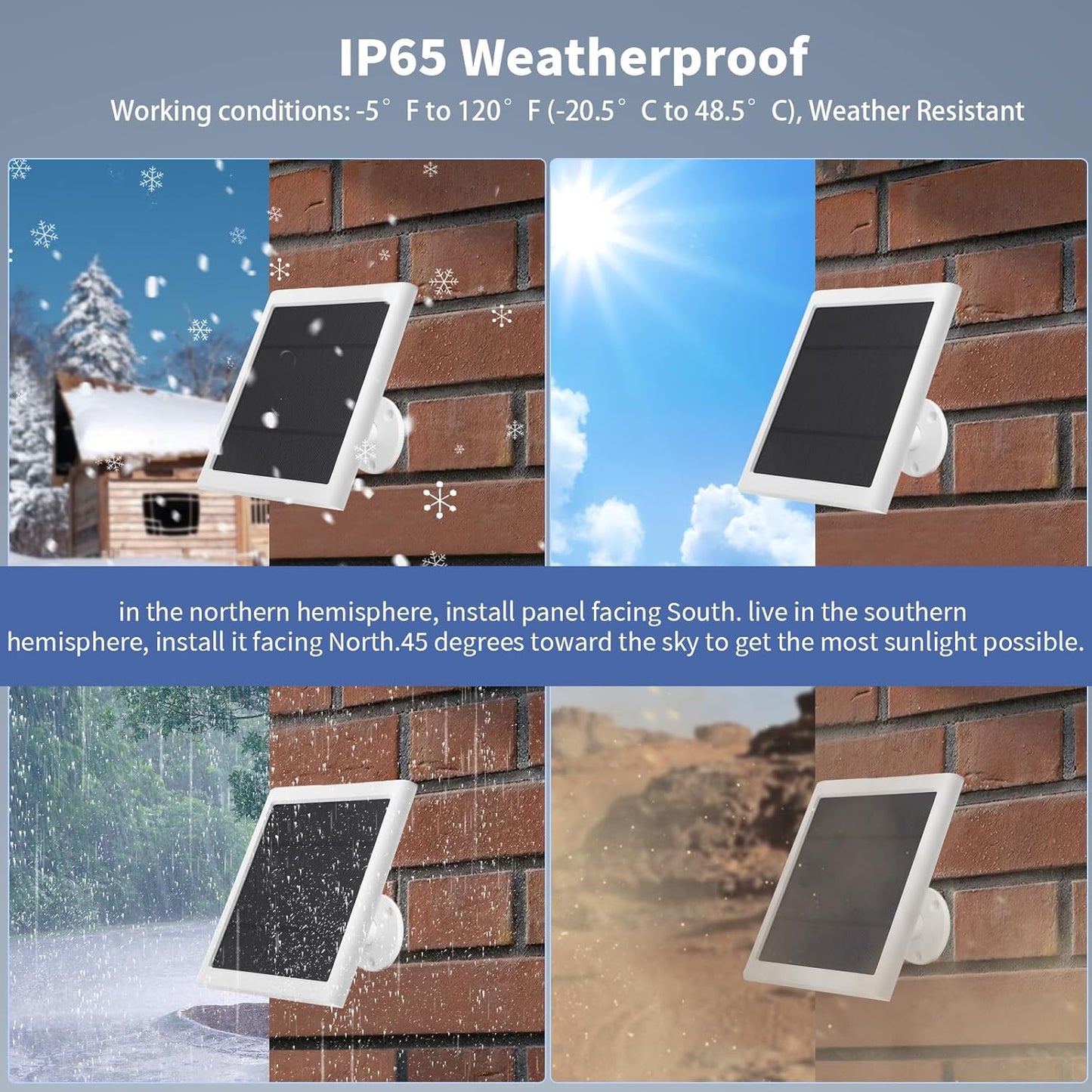 3 Pack Solar Panel for Ring Camera(2nd Generation) Dustproof Waterproof 5W Solar Panel with 10FT/3M Long Cable for Stick Up & Pro Spotlight Cam Battery for Security Camera