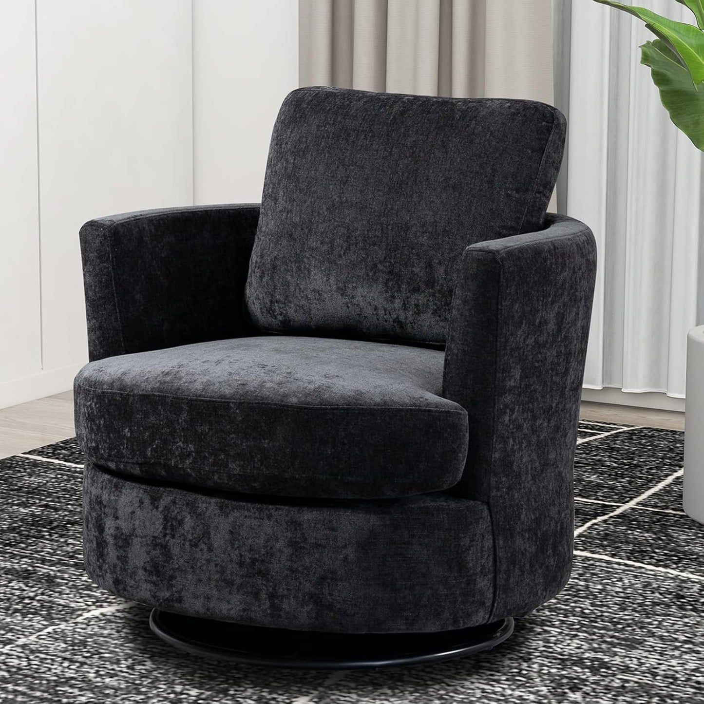 Swivel Accent Chair Set of 2,Teddy Sherpa Round Swivel Barrel Chairs for Living Room Upholstered Modern 360 Degree Swivel Club Chair Comfy Armchair for Nursery Bedroom Office(Dark Blue)