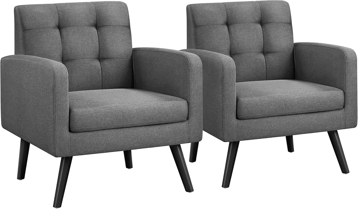 Topeakmart Mid Century Accent Chair, Modern and Cozy PU Leather Barrel Sofa Chair with Thick Cushion and Sturdy Wood Legs for Living Room/Bed Room/Office Waiting Area Beige 2PCS