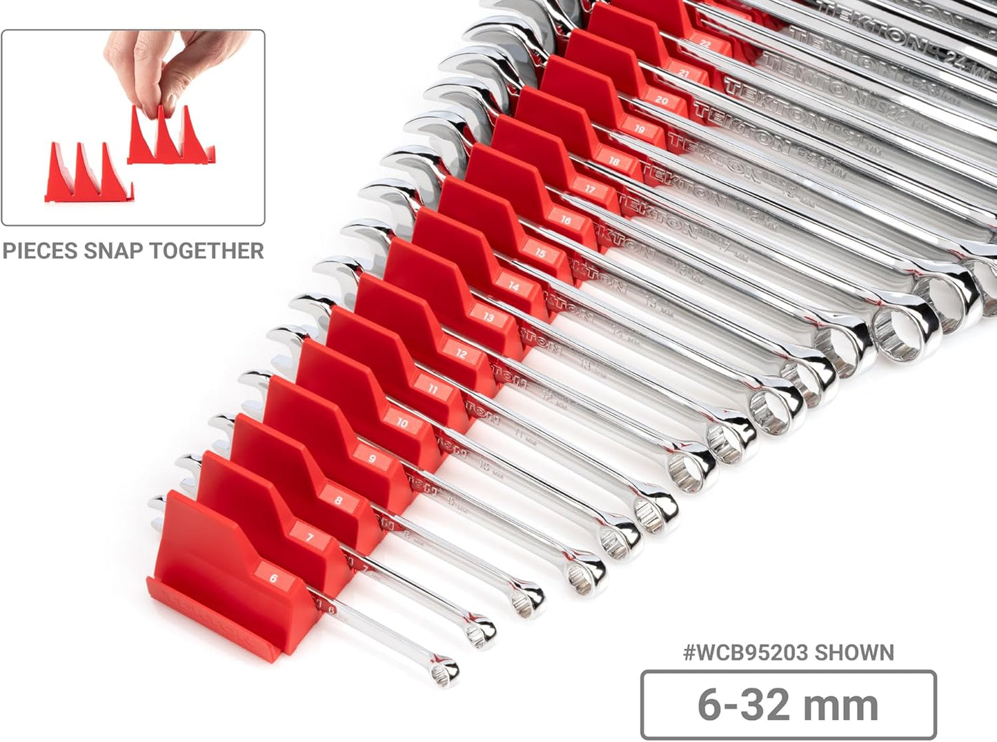 TEKTON Combination Wrench Set with Modular Organizers, 46-Piece (1/4-1-1/4 in., 6-32 mm) | WCB95303