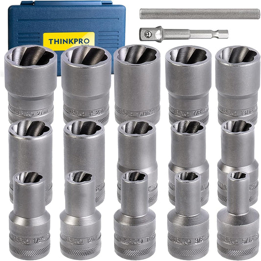Bolt Extractor Set,17 Piece Wheel Lock Removal Kit,Lug Nut Extractor Set 1/2 Inch Drive,Lug Nut Remover for Removing Damaged, Frozen, Rusted, Rounded-Off Bolts, Nuts & Screws