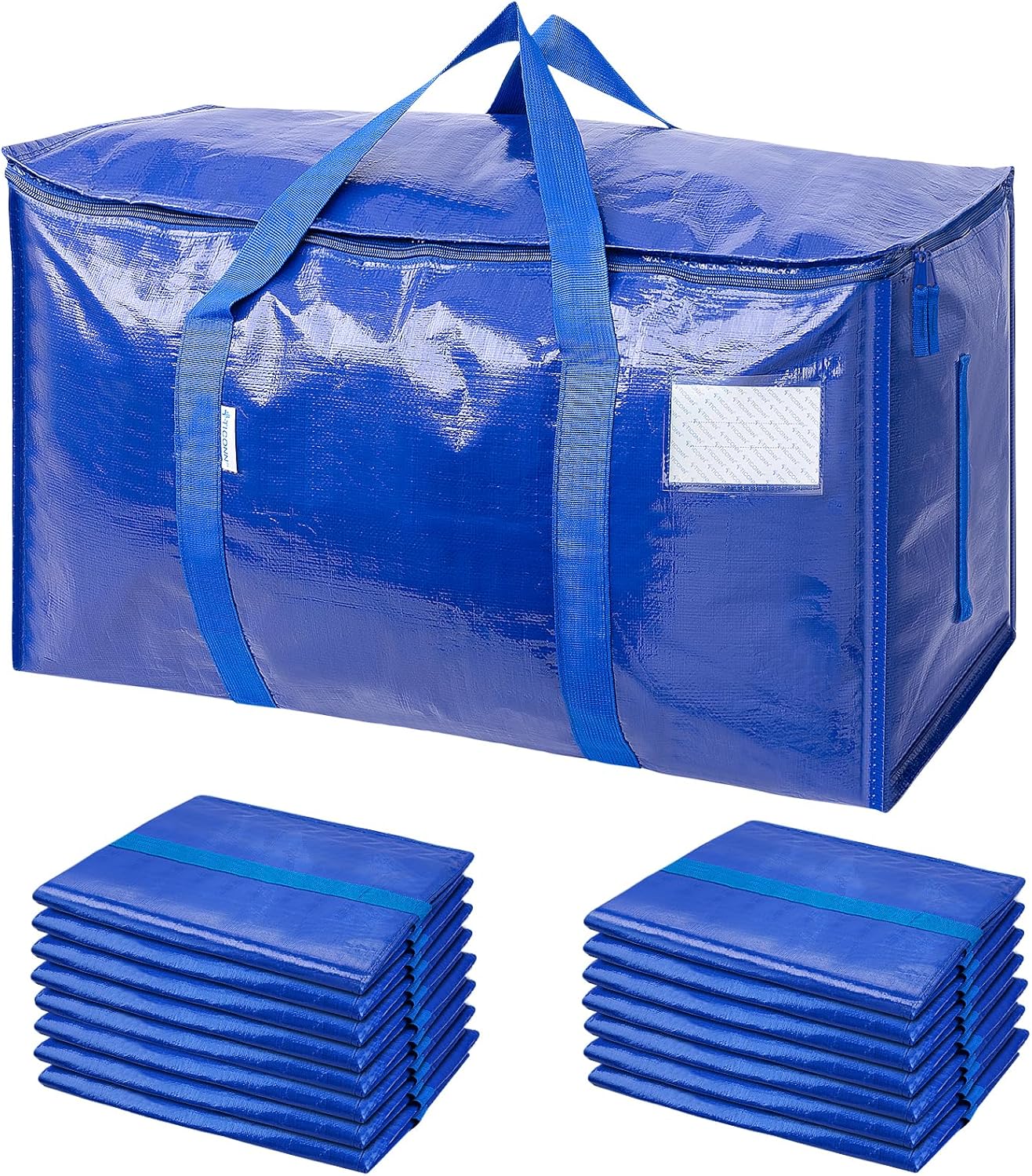 TICONN 6 Pack Extra Large Moving Bags with Zippers & Carrying Handles, Heavy-Duty Storage Tote Moving Boxes for Space Saving
