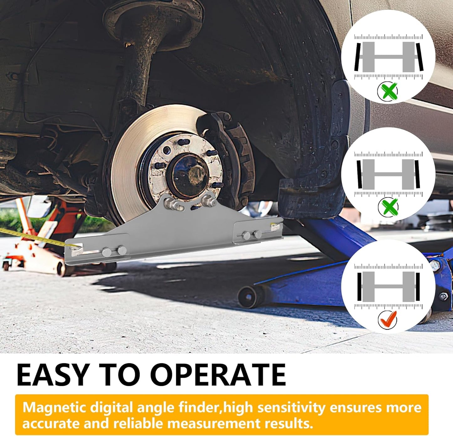 Toe Alignment Tool Toe Plates Wheel Alignment Tool Automotive with 2 Tape Measures and 1 Digital Angle Finder Provides Accurate Fast Wheel Alignment Measurements for Car, ATV, UTV