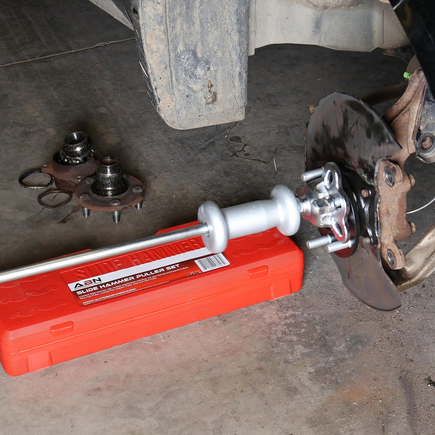 ABN Slide Hammer Puller Set - 5 lb Slide Hammer Axle and Hub Puller and Dent Remover Unit Auto Body Hammer Tool
