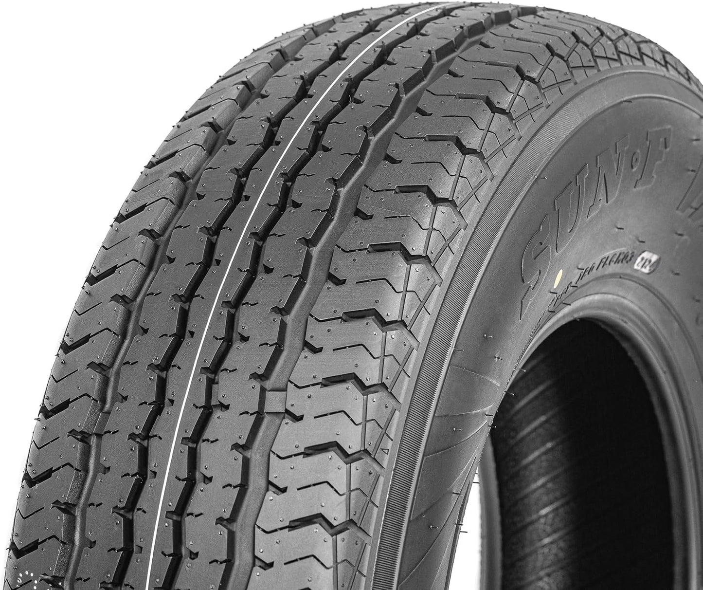 SunF HaulPro Set of 2 Radial Trailer Tires ST215/75R14, Load Range D w/Scuff Guard, 8 Ply