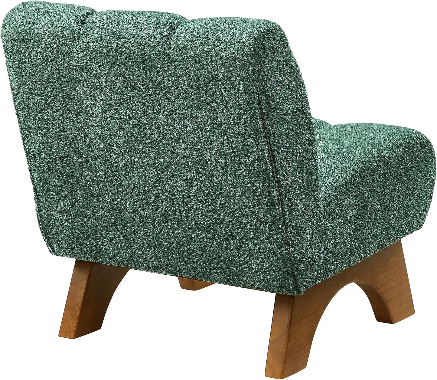 Art Leon Modern Accent Chair, Sherpa Fabric Modular Single Sofa Chair, Armless Chair with Wooden Legs for Living Room Bedroom, Green