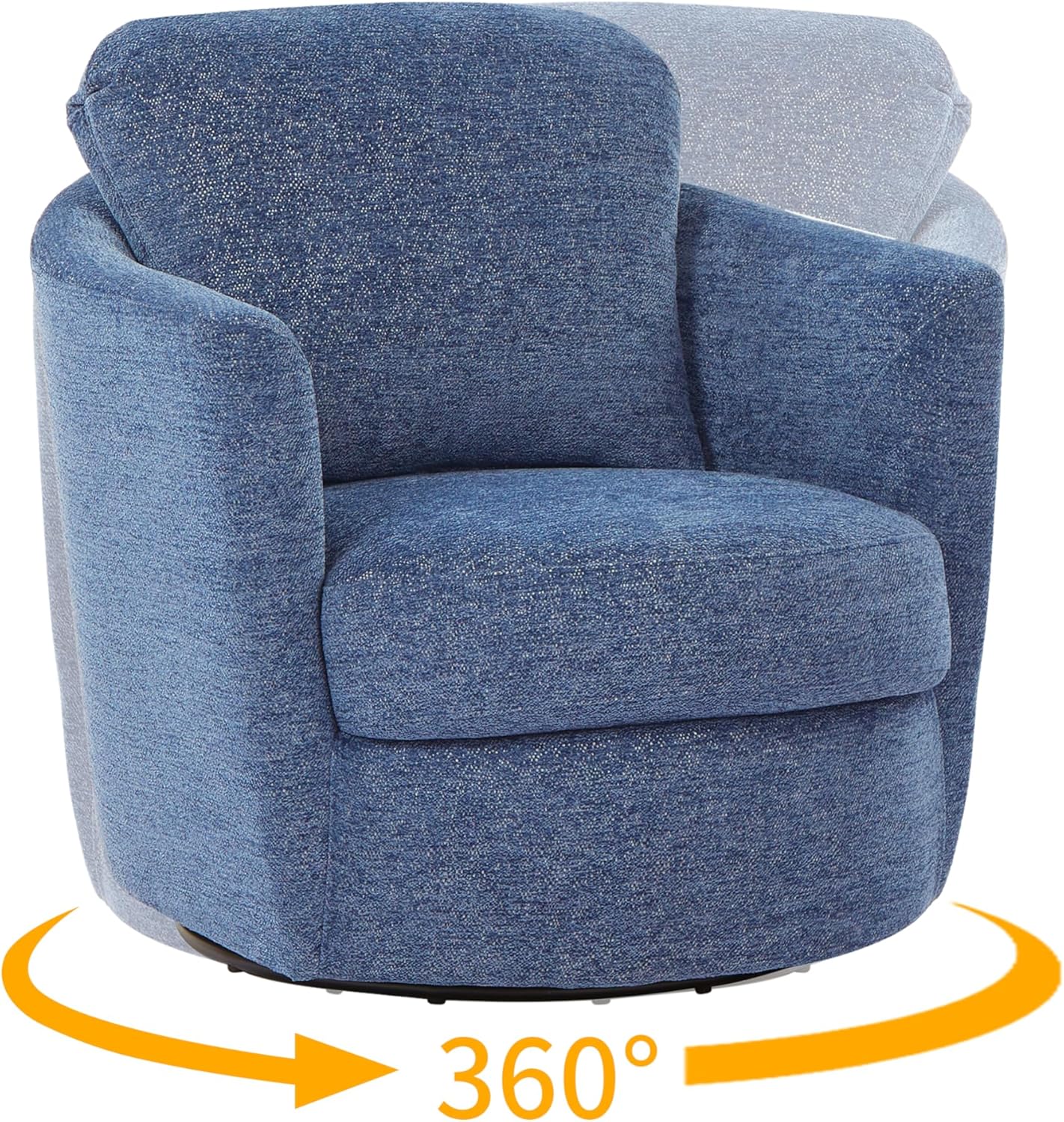 Art Leon Barrel Chair - Modern Chenille Upholstered Swivel Accent Chair, Round Chair Single Sofa Chair for Living Room Bedroom Lounge, Blue