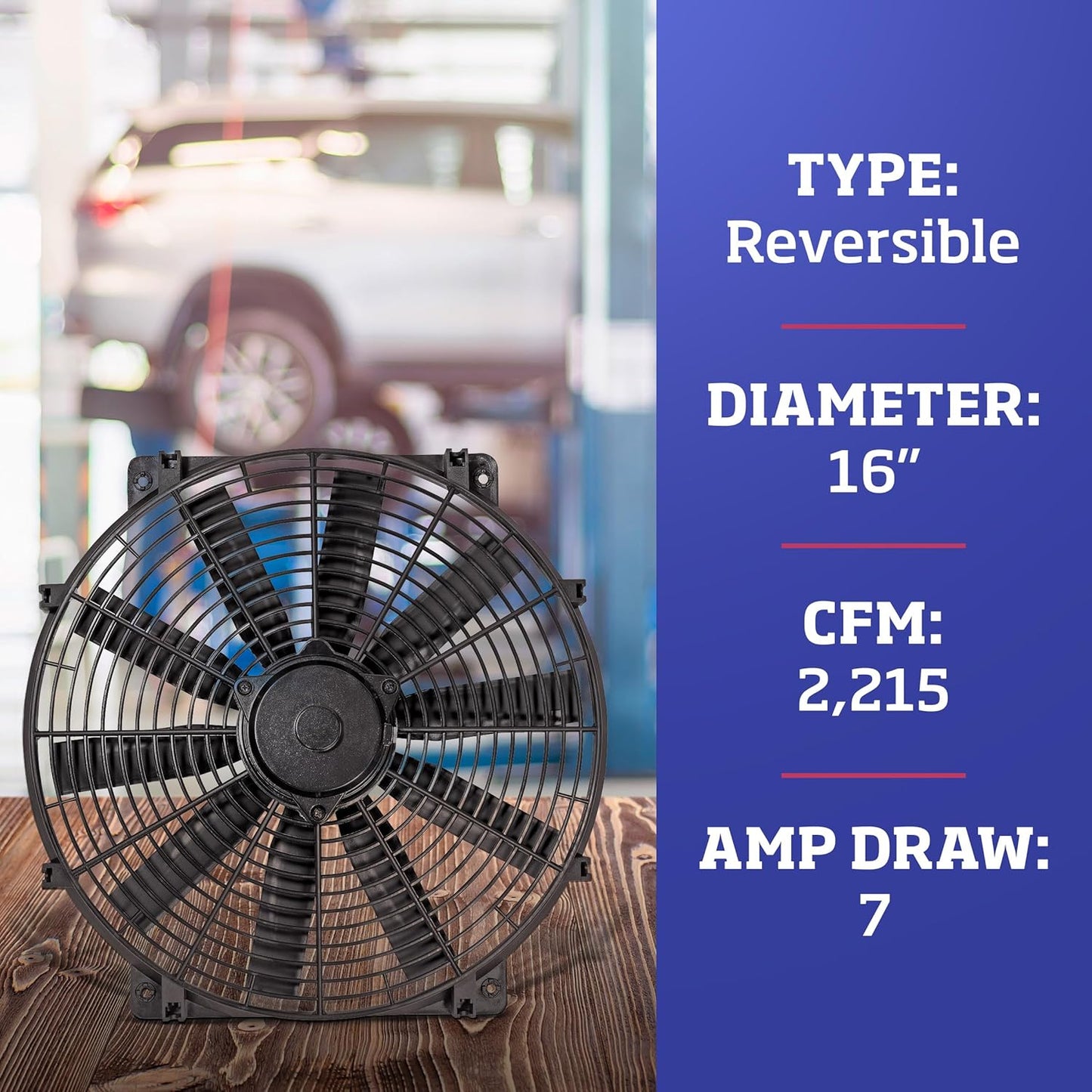 Trimline Black 24-Volt Reversible Electric Fan, Pusher-Puller Fan (11624), Car Accessories, 16 Inches