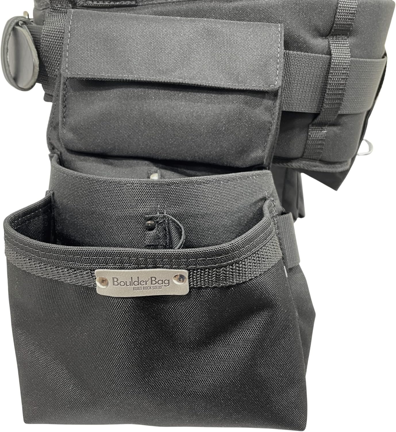 BOULDER BAG Ultimate Electrician's MAX Combo with Comfort Back Support Tool Belt, Leather Belt Buckle, Heavy Duty Tool Belt, Black, (Medium 28-32 Inch Waist), Tool Belt Made in USA