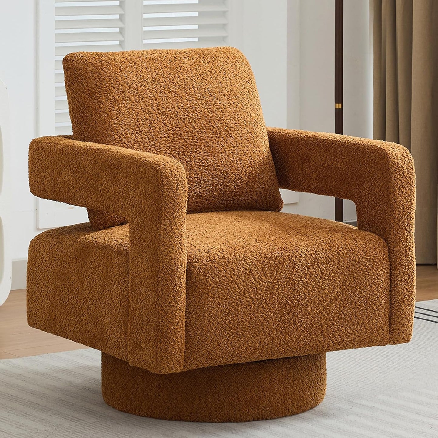 Swivel Accent Chair Set of 2, Modern Swivel Barrel Chair for Living Room, 360 Degree Comfy Square Accent Chair with Open Back, Upholstered Armchair for Bedroom,Reading, Linen Blend, Pale Green