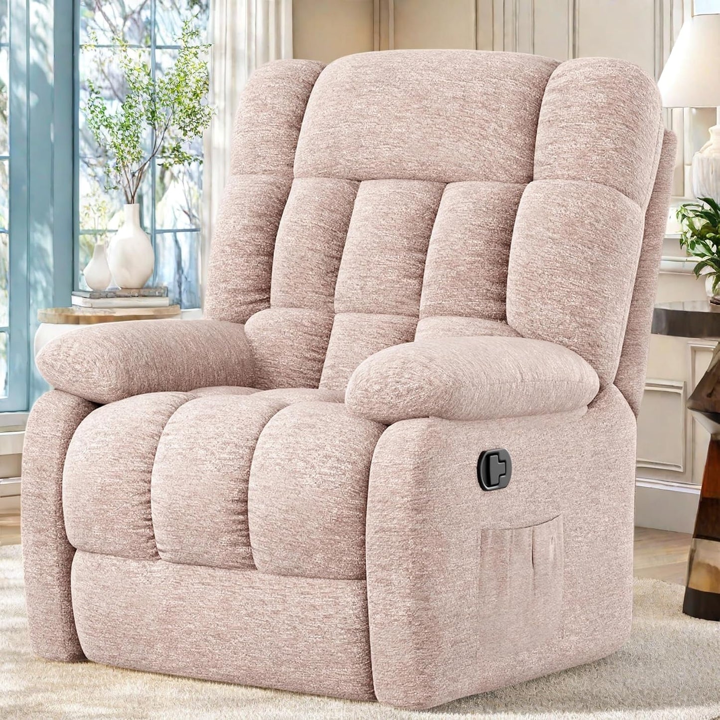 Swivel Rocker Recliner with 360 Degree Swivel, Small Recliners with 30 Degree, 90-150 Degree Angle, Faux Leather Lift Chair for Home Theater Seating, Adults, Living Room, Bedroom, Black