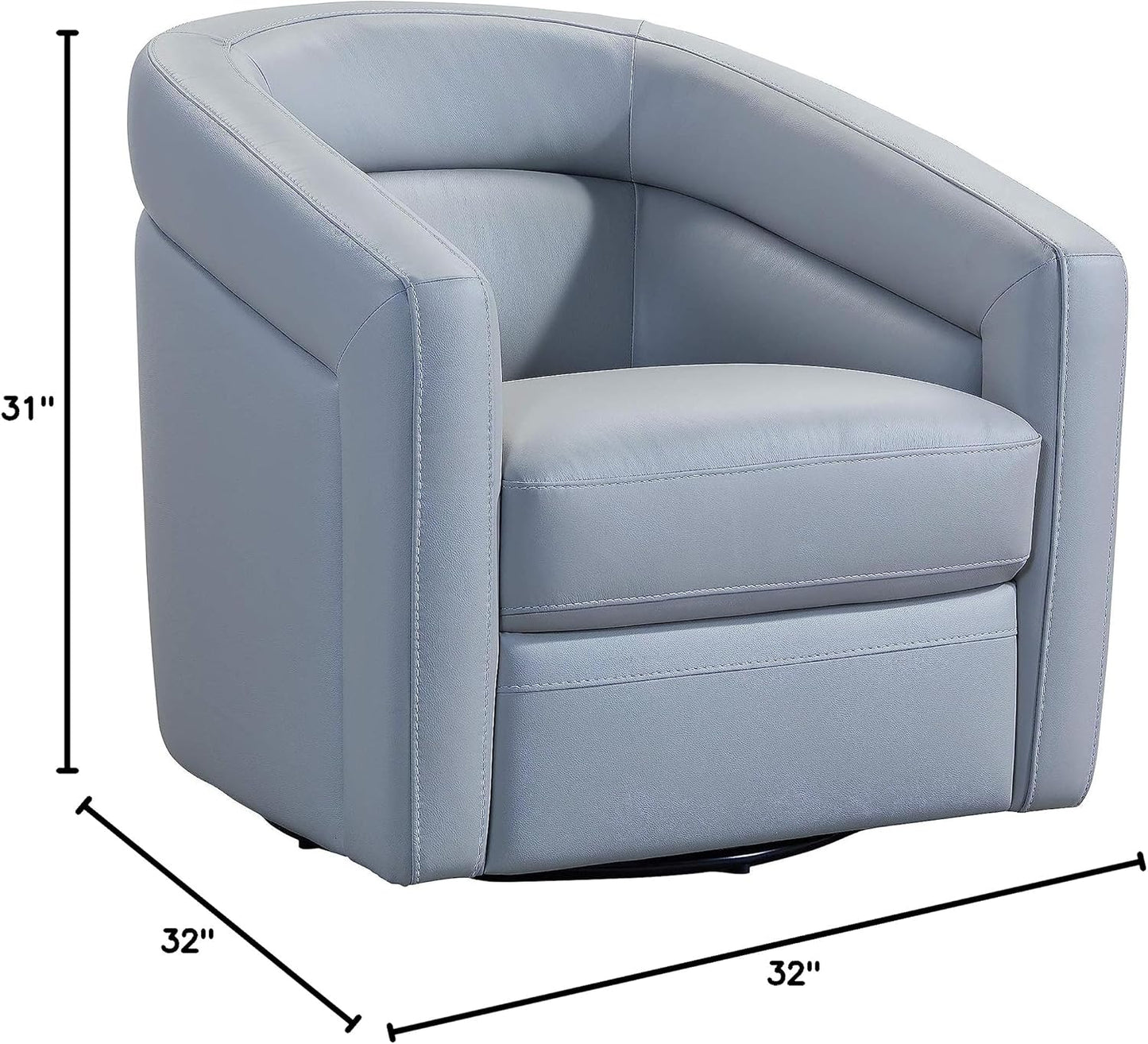 Armen Living Desi Contemporary Leather Swivel Living Room Accent Chair, 32" Wide, Dove Gray,LCDSCHDV
