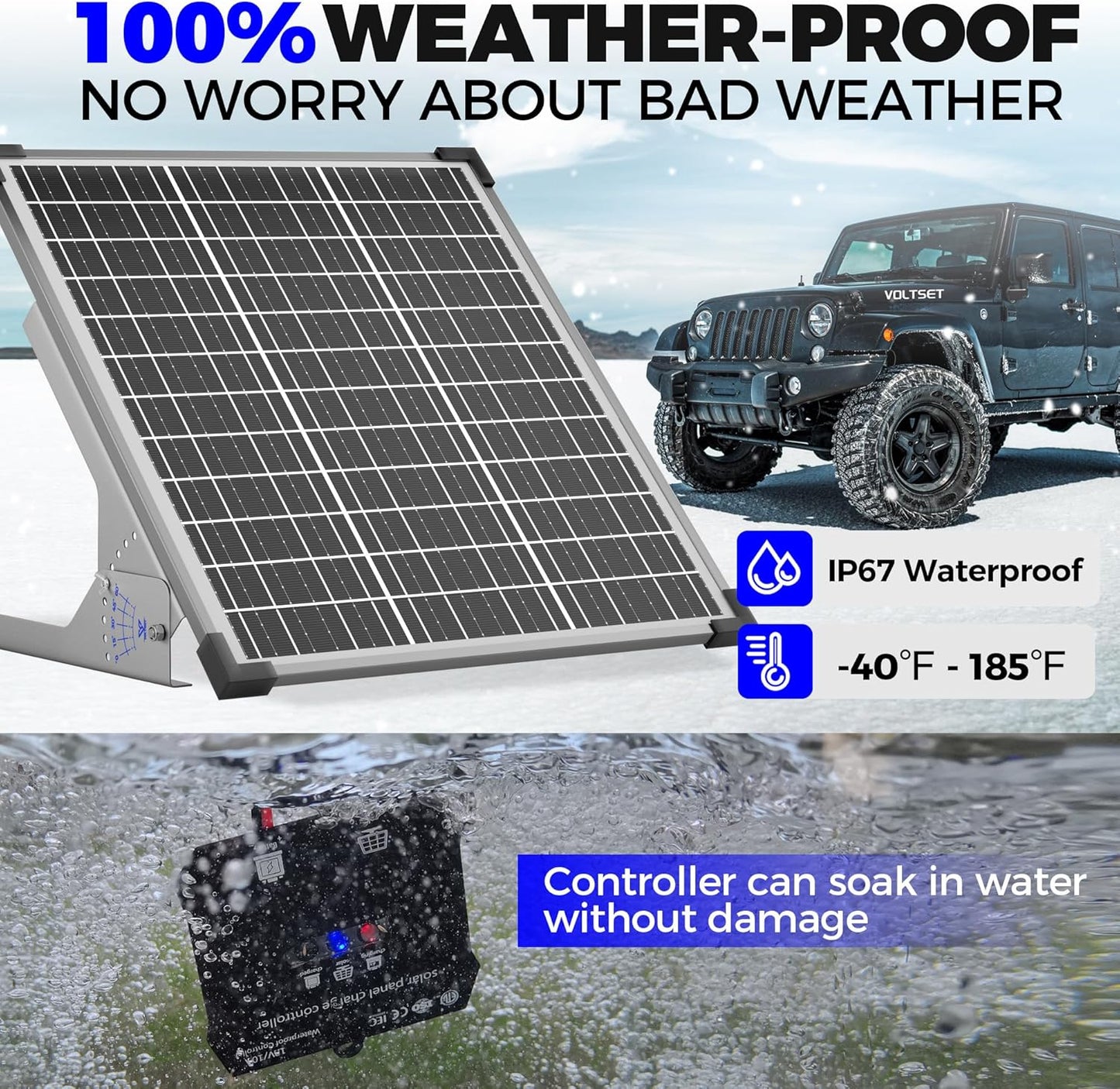 50W Solar Panel Kit, 12V Solar Battery Trickle Charger Maintainer + 10A MPPT Charge Controller + Adjustable Mount Bracket,Waterproof Solar Panel Battery Charger for Car Boat Marine RV Roof