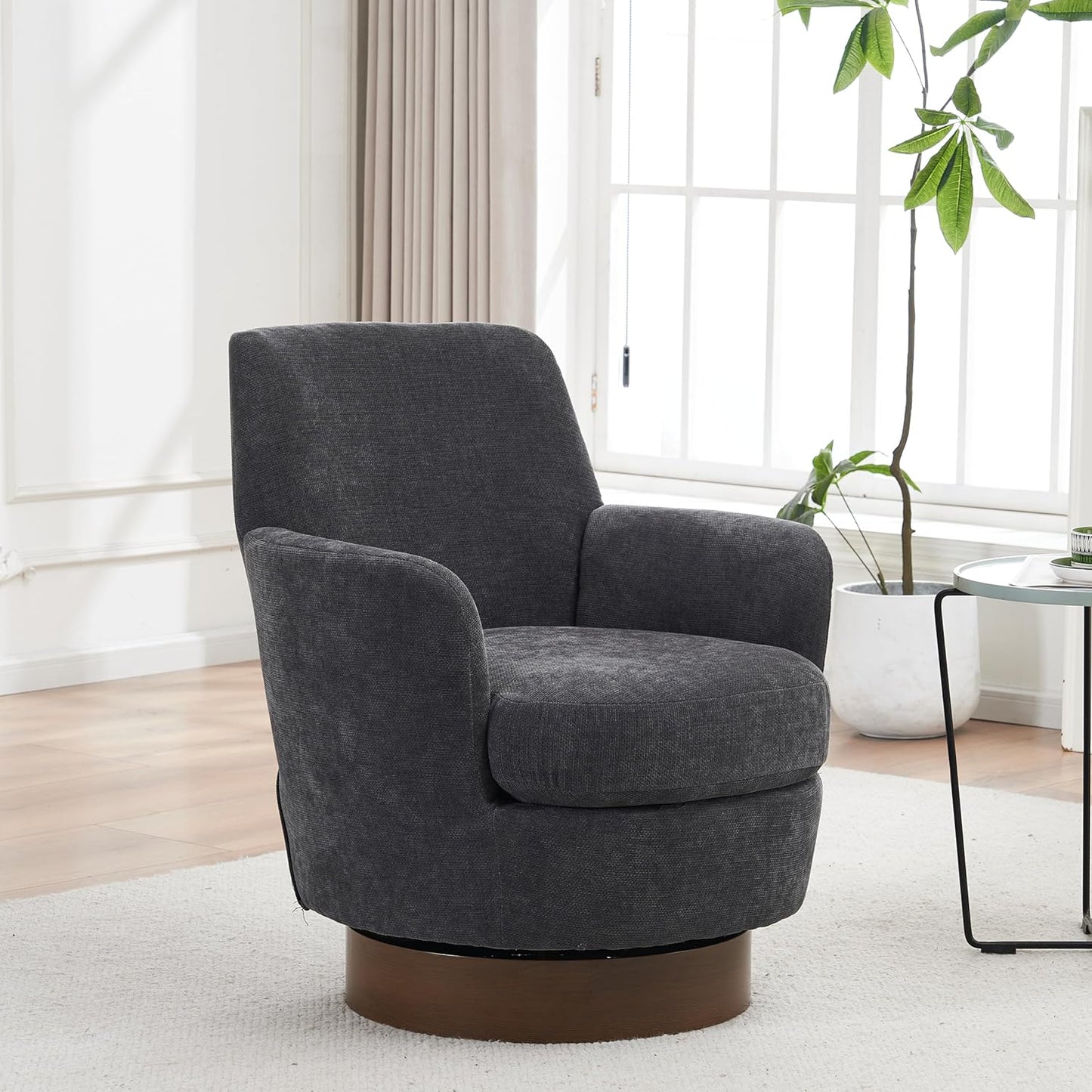 360° Swivel Barrel Chair Set of 2, 28.3" W Comfy Velvet Swivel Accent Chairs, Modern Round Single Accent Chair with Gold Metal Base for Living Room, Bedroom, Office (Beige*2)