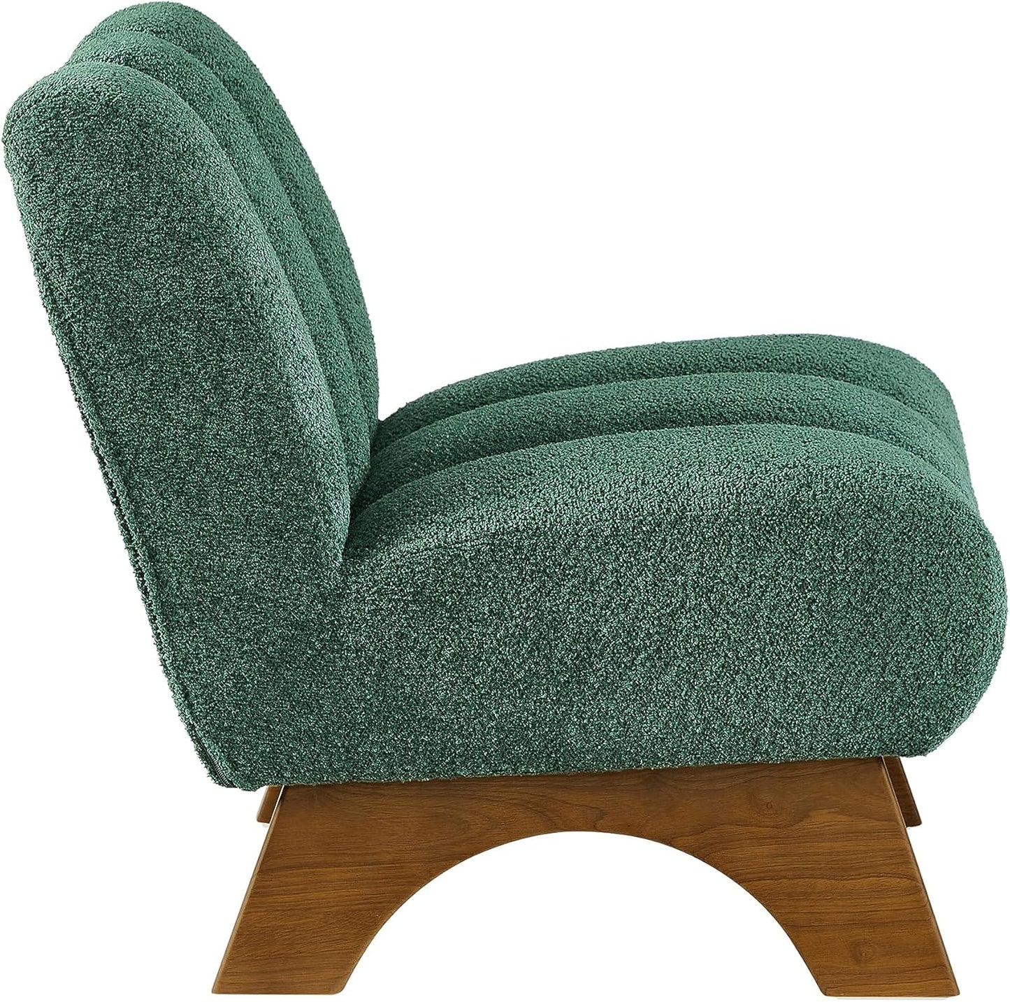 Art Leon Modern Accent Chair, Sherpa Fabric Modular Single Sofa Chair, Armless Chair with Wooden Legs for Living Room Bedroom, Green