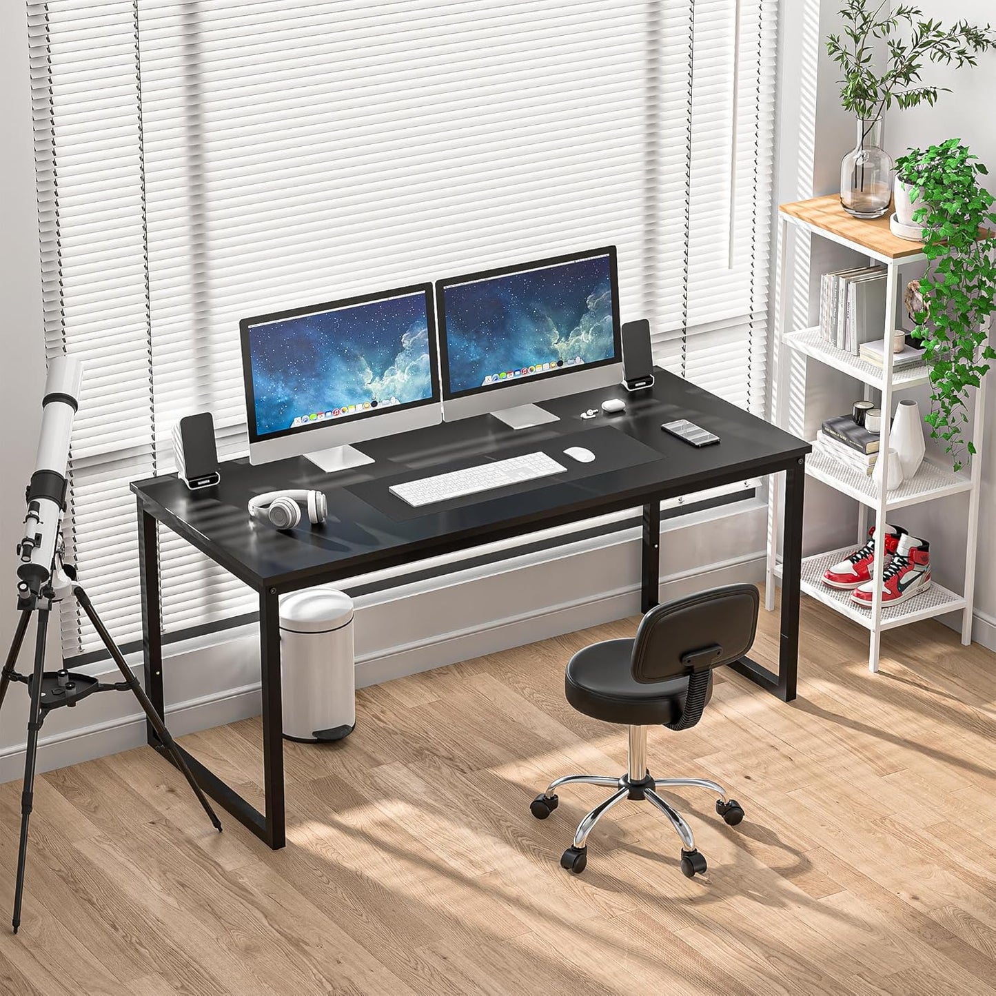 ZenStyle Computer Desk 55" Large Office Desk Computer Table Laptop PC Simple Study Writing Desk for Home Office, Black