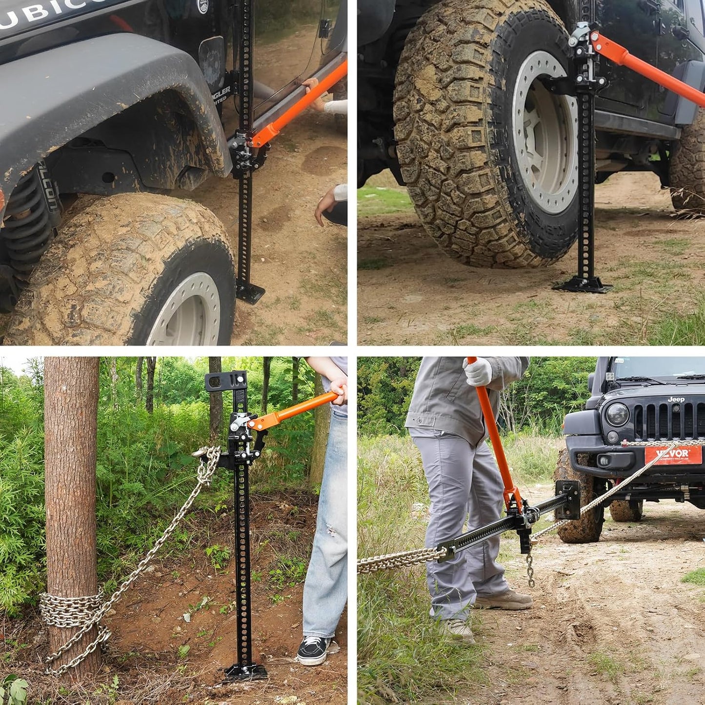 VEVOR Farm Jack 48 inch Utility High Lift Jack, 7000 lbs Capacity Ratcheting Off Road Jeep Jack, Heavy-Duty Farm Jack for Tractor, Truck, SUV, Bumper Lift, Orange