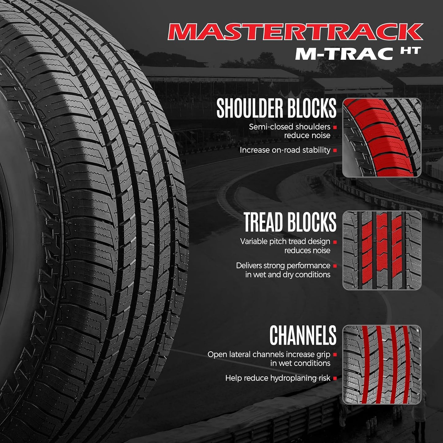 Set of 4 Mastertrack M-TRAC HT 235/65R16C 10PR E 121S All Season SUV Highway Terrain Tire 235/65/16 + Road Hazard Warranty Included(Tire Only)