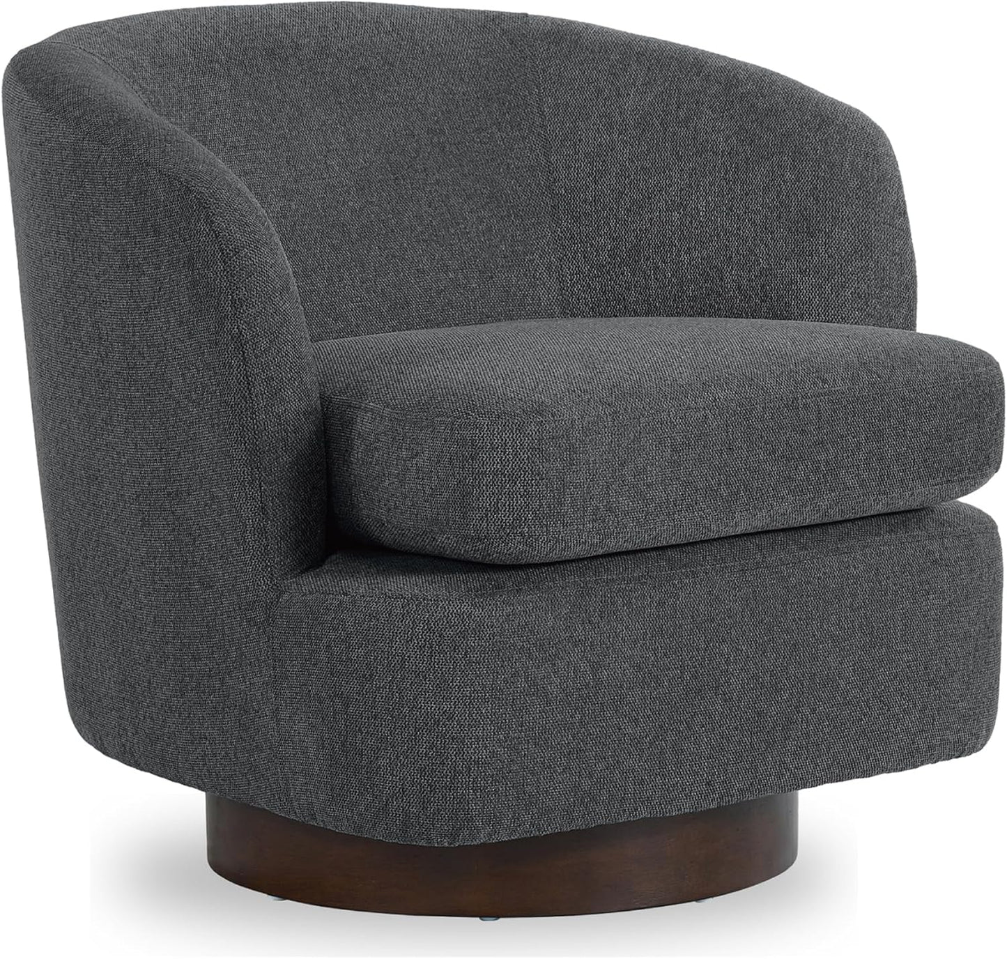 Swivel Accent Chair Modern Barrel Armchair with Wood Base for Bedroom Waiting Living Room,1 PCS,Dark Gray