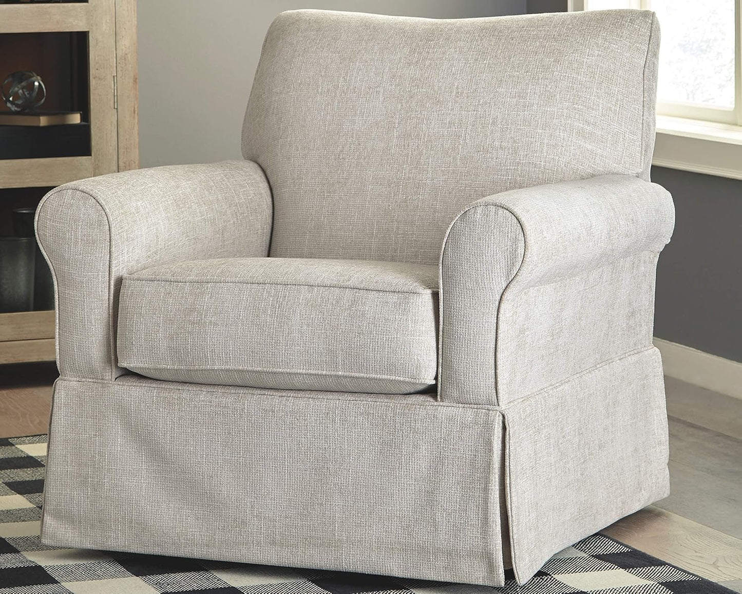 Signature Design by Ashley Searcy Upholstered Swivel Glider Accent Chair, Gray