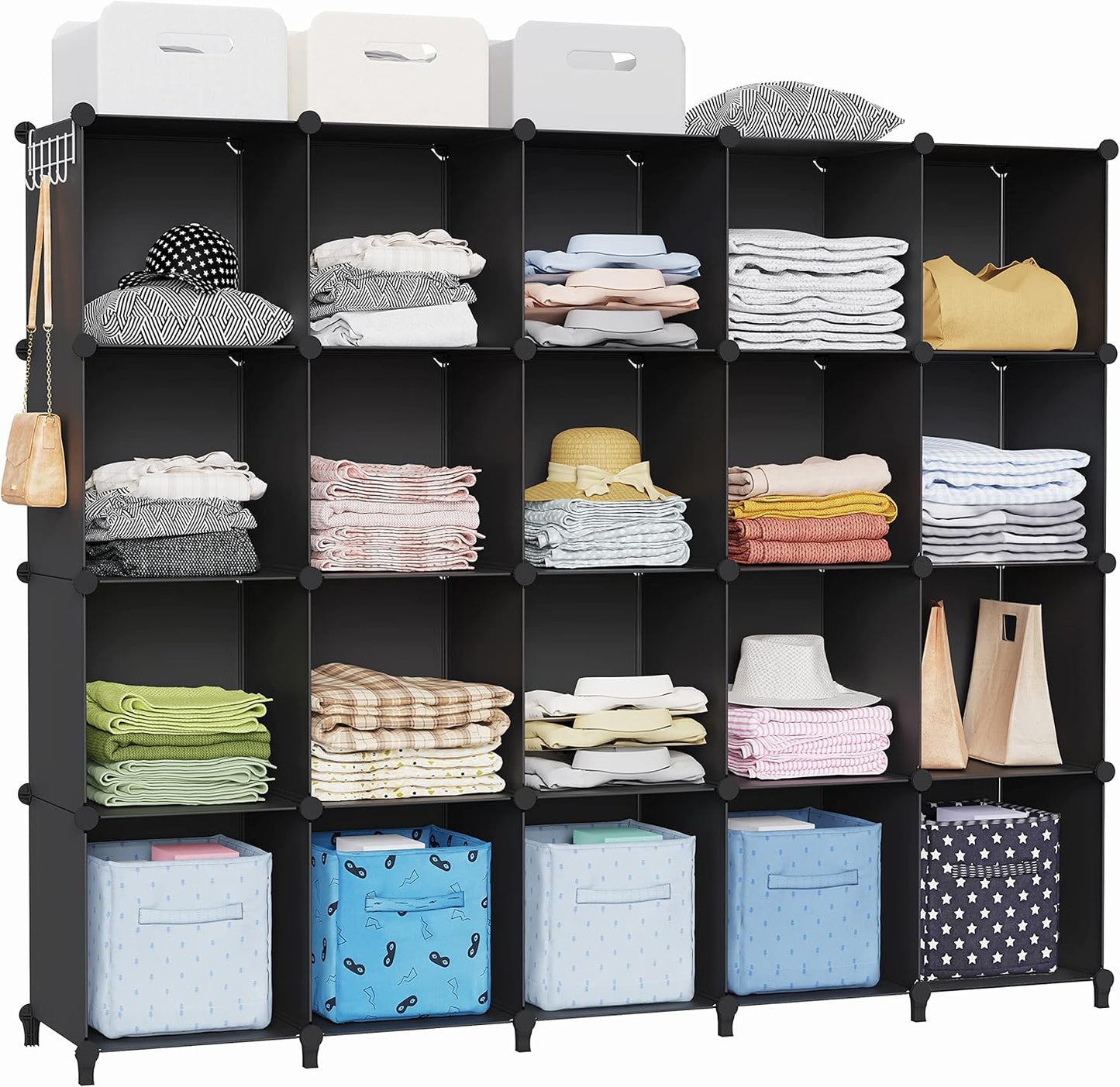 6-Cube Storage Organizer, Closet Organizer Storage Cabinet Shelf Bookcase Bookshelf with Metal Hammer, Storage Cubes Organizer Cabinet for Kids, Closet, Bedroom, Bathroom(11.8x11.8x11.8 inch)Black
