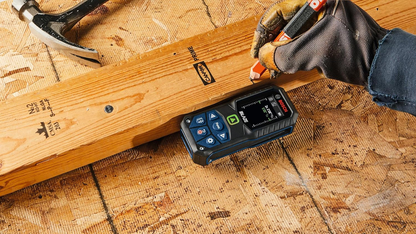 BOSCH GLM165-27CGL 165 Ft Blaze Green-Beam Laser Distance Measure with 3.7V Lithium-Ion 1.0 Ah Battery, Includes 1.0 Ah 3.7V Lithium-Ion Battery, Belt Clip, & Pouch