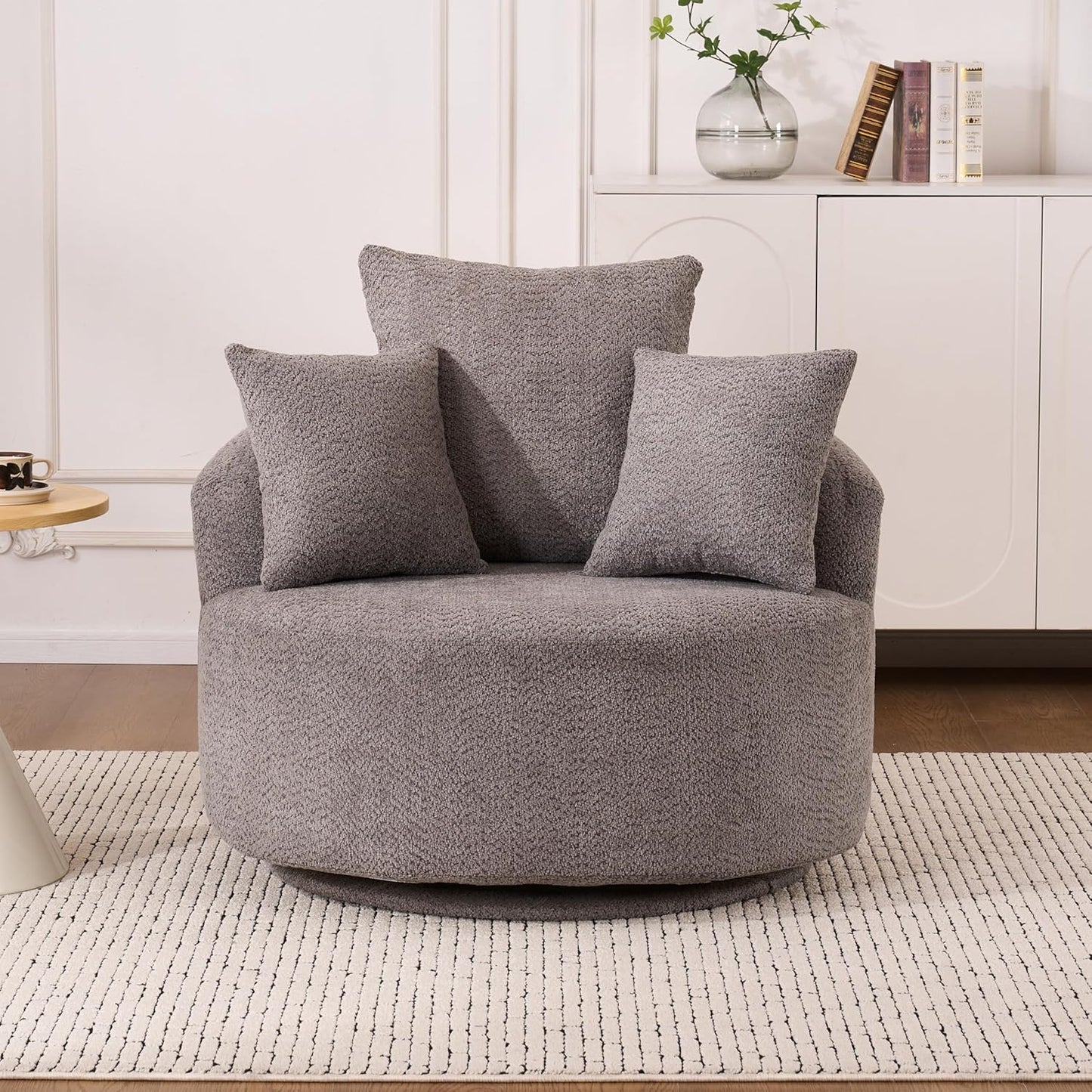 Swivel Accent Barrel Chair, 39'' W Round Swivel Accent Chair 360 Degree, Modern Comfy Single Sofa for Living Room, Bedroom, Orange
