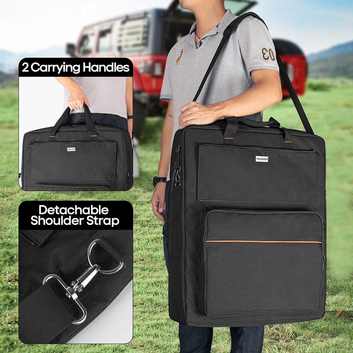 Solar Panel Storage Bag Compatible with Jackery SolarSaga 100W 100X 200W, Padded Travel Carrying Case for 2 Battery Panels, Double-Layer Solar Panel Carrier with Shoulder Strap, Patent Design