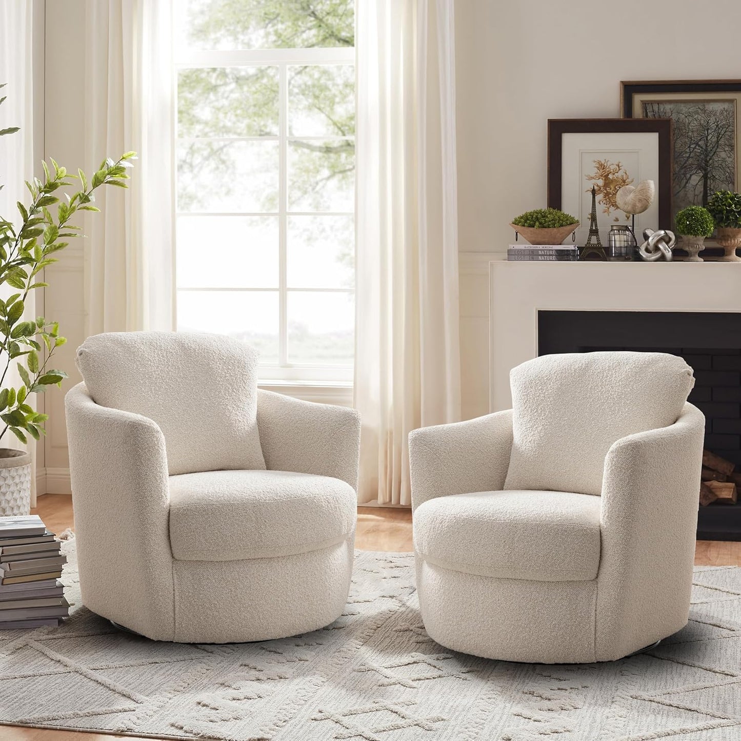 Art Leon Barrel Chair - Modern Chenille Upholstered Swivel Accent Chair, Round Chair Single Sofa Chair for Living Room Bedroom Lounge, Blue
