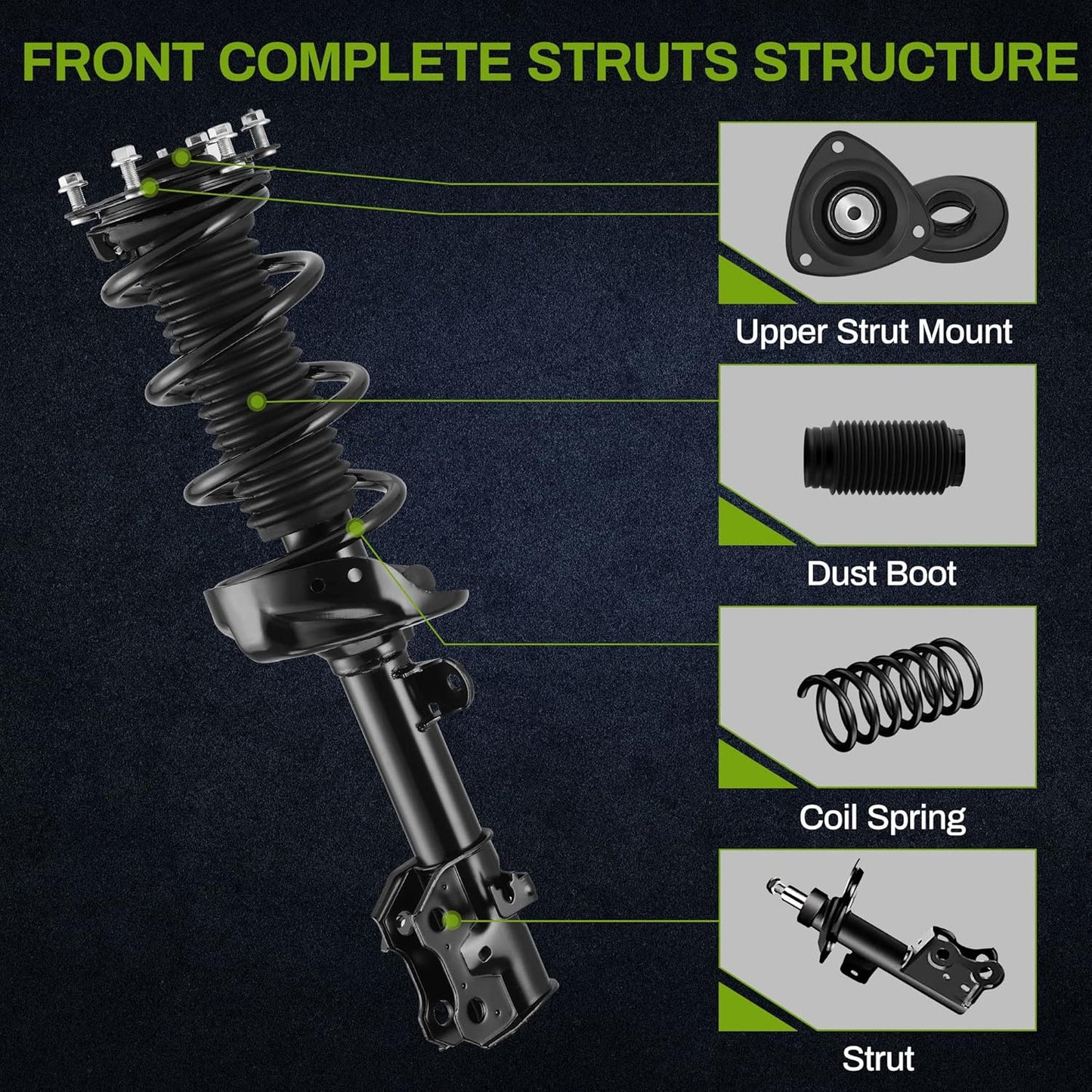 AUTOSAVER88 Front Pair Complete Quick Struts Shocks Compatible with 2007-2014 CR-V