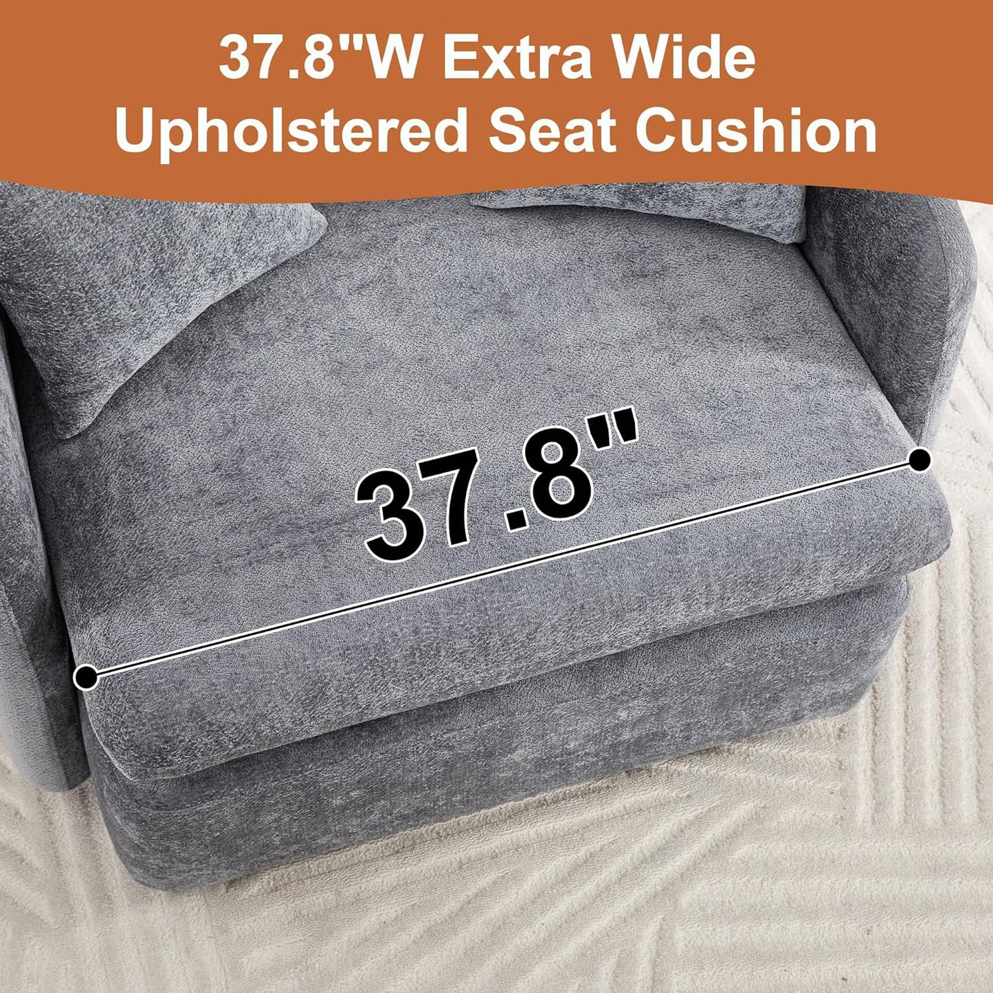 46" Oversized Swivel Accent Chair with Ottoman Set, Upholstered 360° Swivel Barrel Chair and A Half with Ottoman, Extra Wide Seat Lounge for Living Room, Reading, Bedrooms