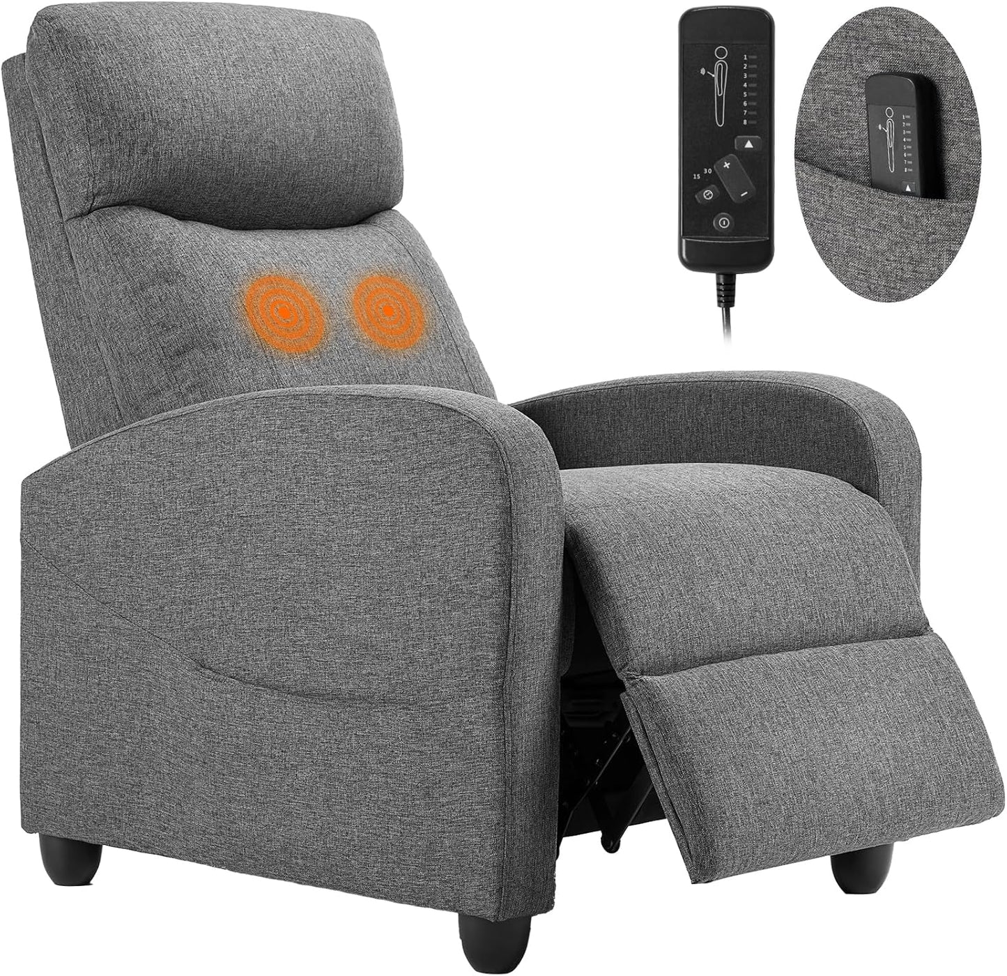 Sweetcrispy Massage Recliner Chair for Adults, Adjustable Home Theater Seating with Lumbar Support, Small Recliners for Small Spaces, Dark Grey