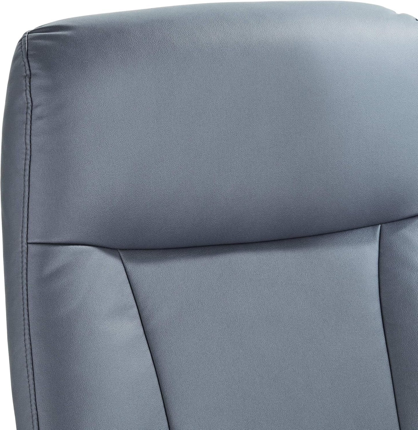 Benchmaster Bruce Bermuda Gray Faux Leather Recliner Chair Modern with Ottoman Footrest Ergonomic Manual Reclining Swivel for Bedroom Living Room Reading Home Relax Den Office Entryway
