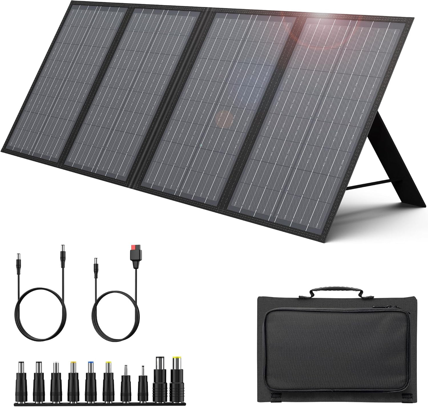 40W Solar Panel EnginStar 40 Watt Foldable Solar Panel for Portable Power Station w/QC3.0 USB Port for Phone Laptop 12-15V DC Output(10 Connectors) for Outdoor Camping RV Off Grid