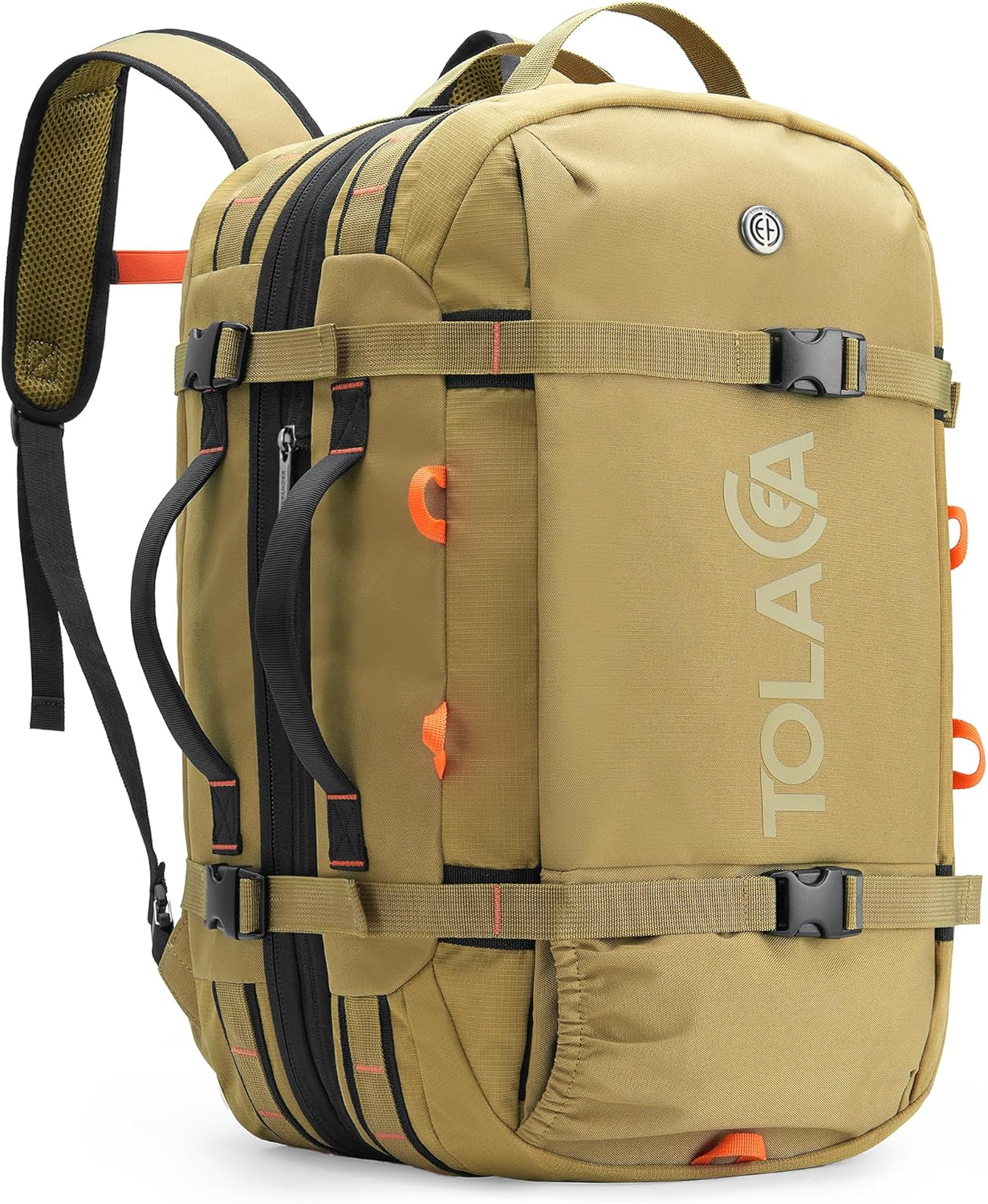 Tolaccea Travel Laptop Backpack, Large Carry on Backpack Flight Approved Convertible Duffle Luggage Bag Daypack Work Business Rucksack Fits 16" Laptop for Men Women 3 Carrying Ways, 40L-50L Expandable