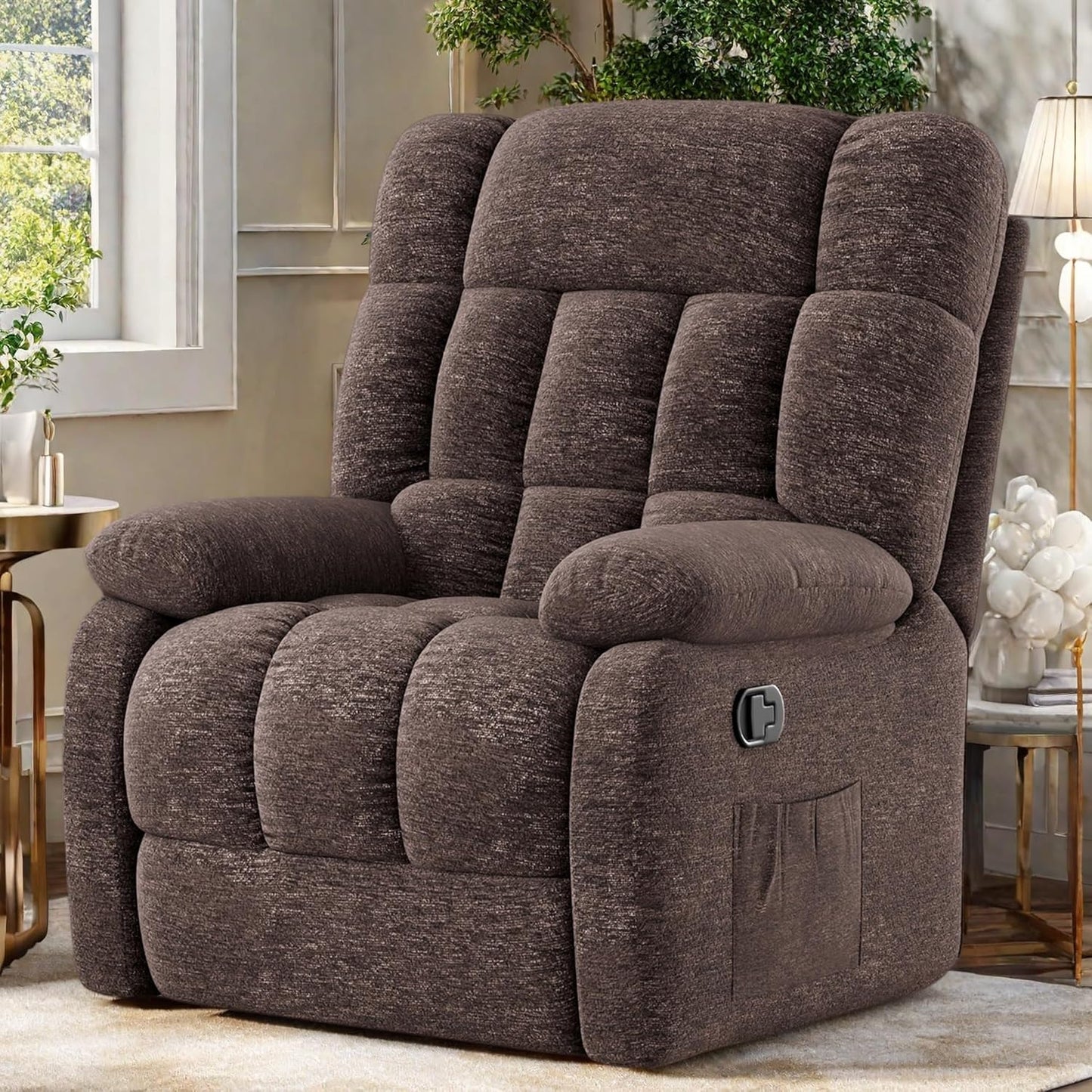 Swivel Rocker Recliner with 360 Degree Swivel, Small Recliners with 30 Degree, 90-150 Degree Angle, Faux Leather Lift Chair for Home Theater Seating, Adults, Living Room, Bedroom, Black