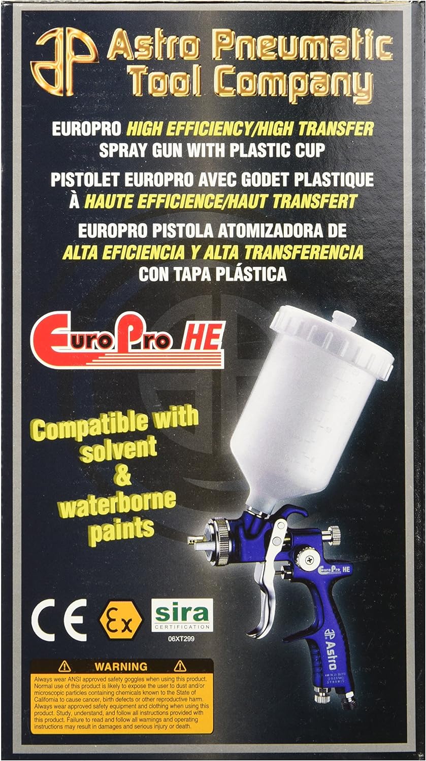Astro EUROHE103 EuroPro High Efficiency/High Transfer Spray Gun with 1.3mm Nozzle and Plastic Cup