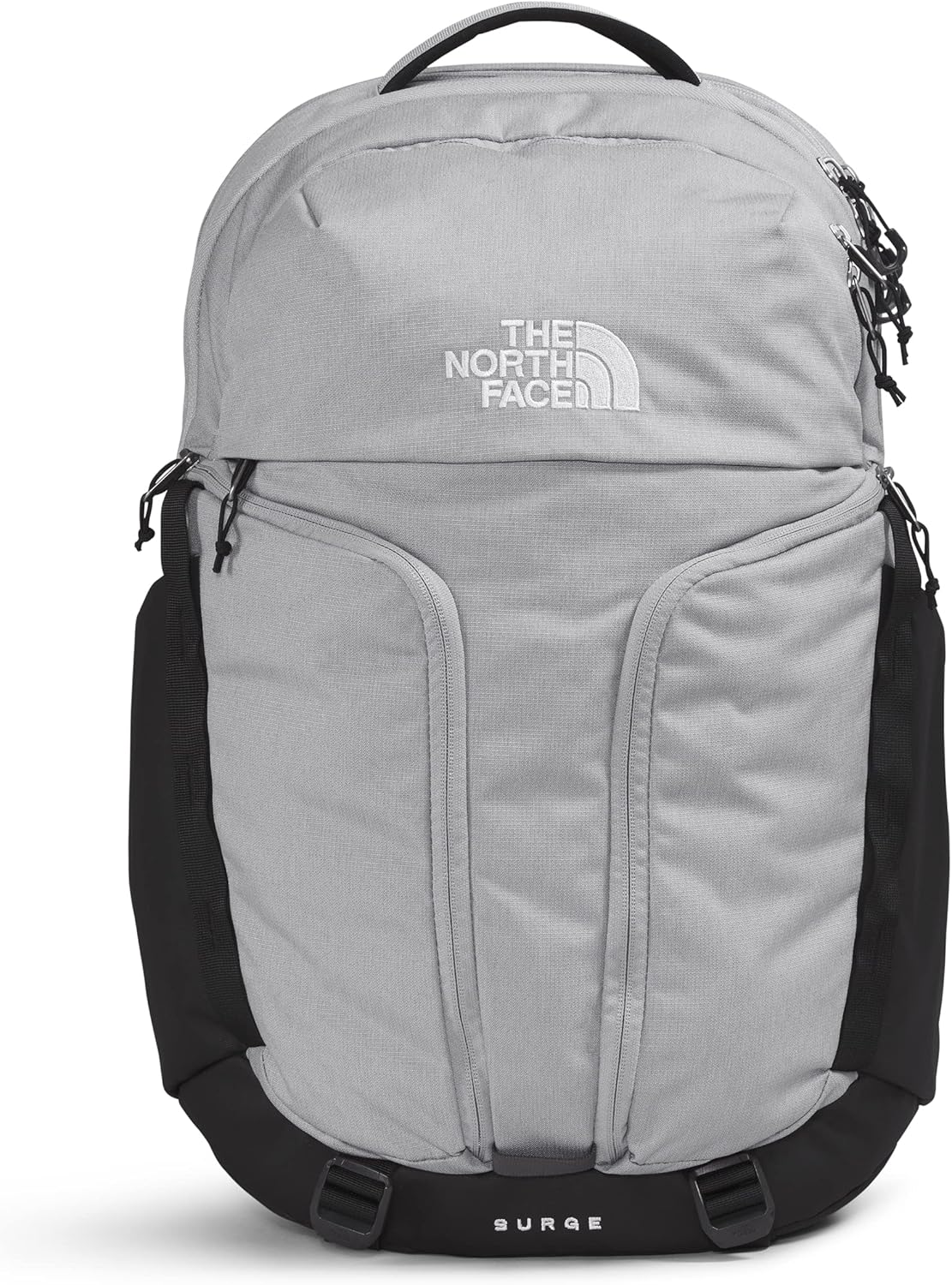 THE NORTH FACE Surge Commuter Laptop Backpack | Daypack with Water Repellent Finish, 16" Laptop Sleeve, Reflective Details, Asphalt Grey Light Heather/TNF Black-NPF, One Size