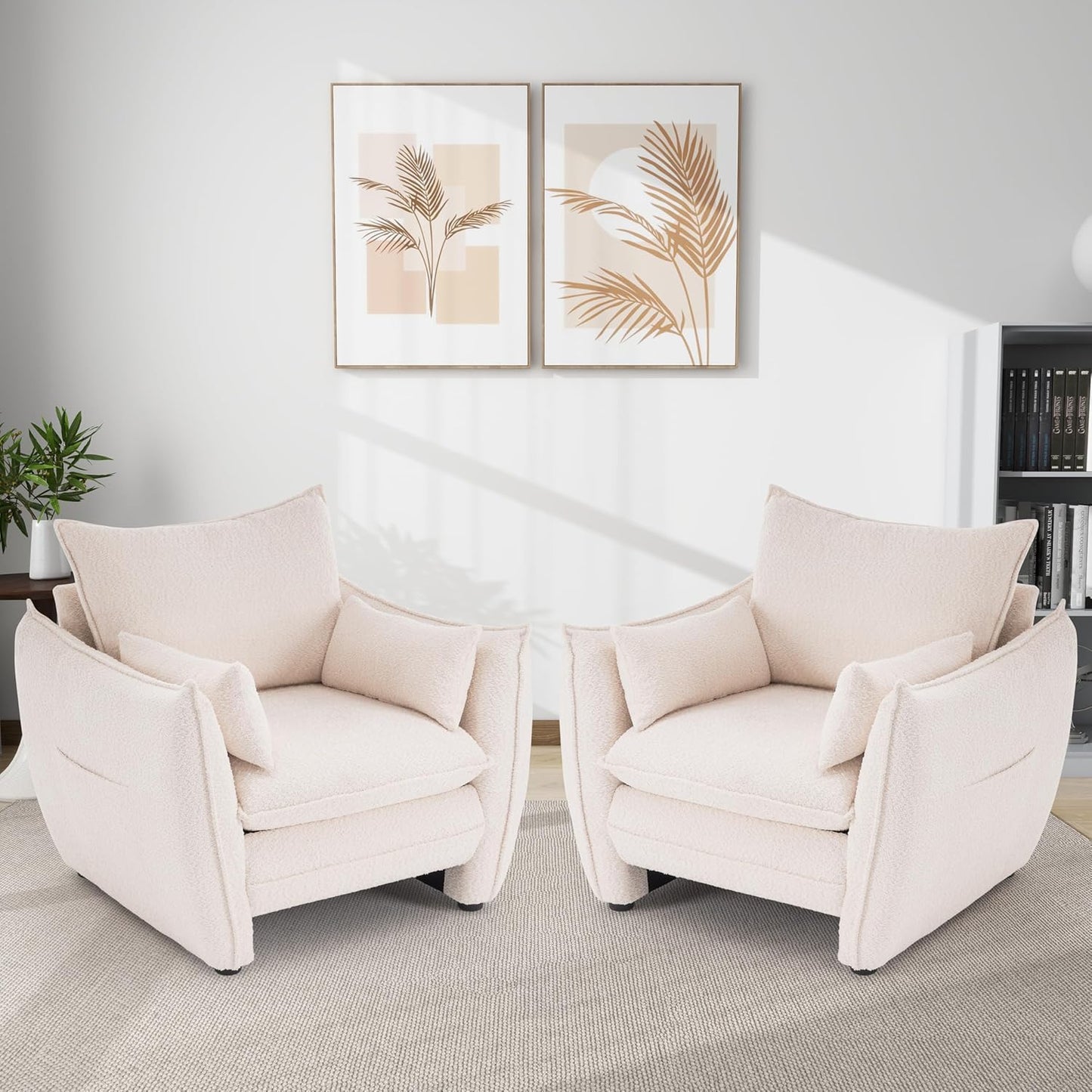 35.82" Upholstered Oversized Accent Chair Wide with Pillows, Chenille Deep Seat Reading Oversized Armchair Modern Comfy, for Living Room,Bedroom,Apartment,Office (Pink)
