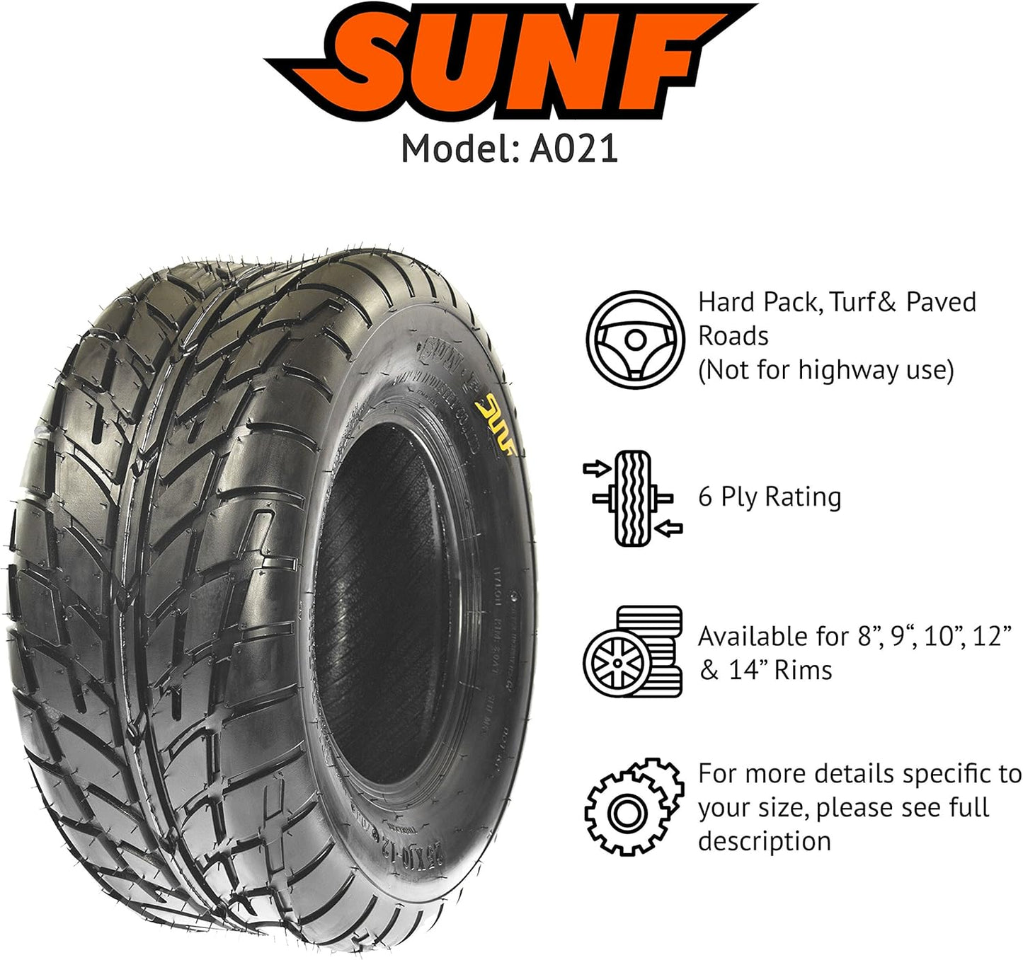SunF 20x10-10 20x10x10 Hardpack Race Sport ATV UTV Tire 6 PR A021 - SET of 4