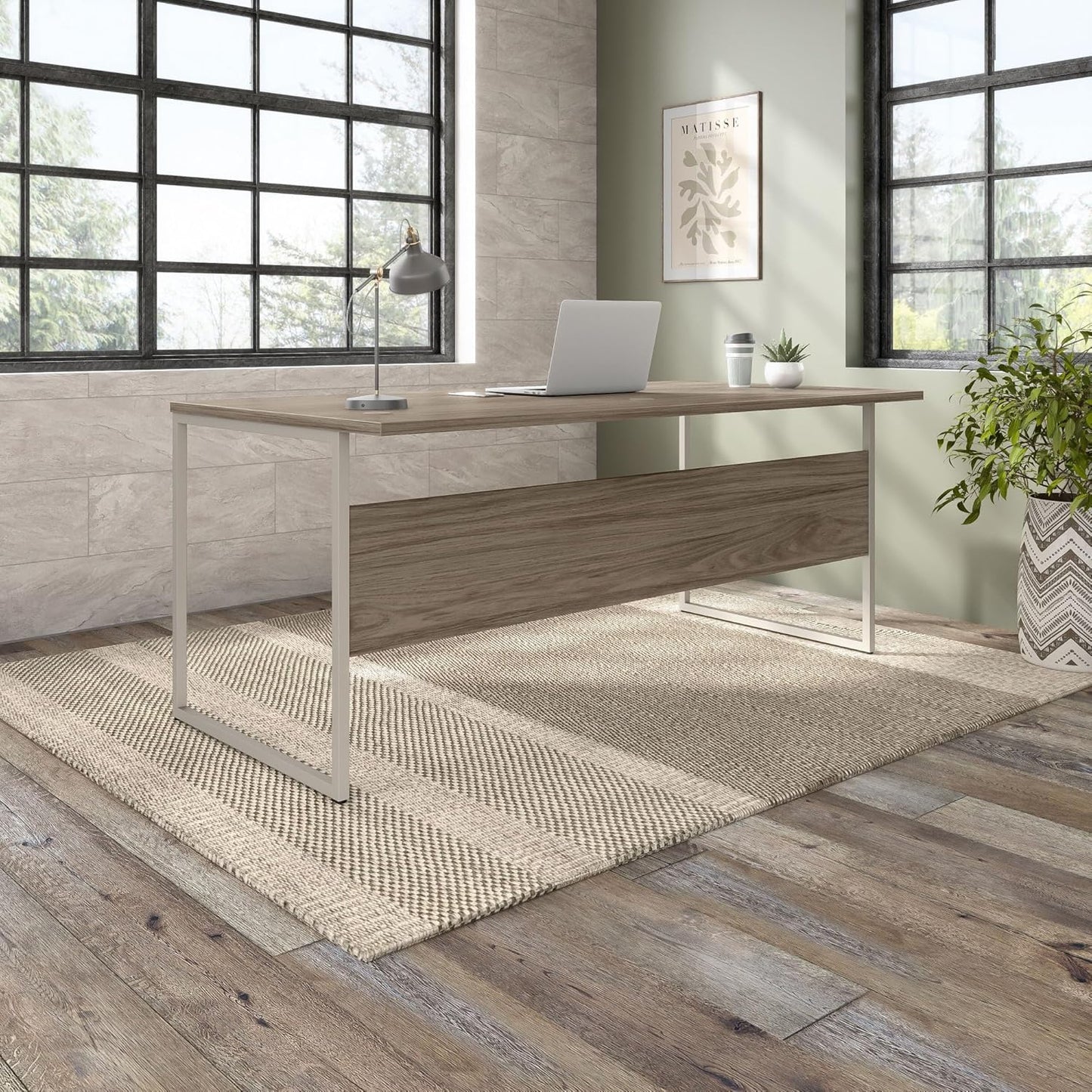 Bush Business Furniture Hybrid 72W x 36D Computer Desk with Metal Legs in Modern Hickory, 6 Foot Office Table for Home and Professional Workspace