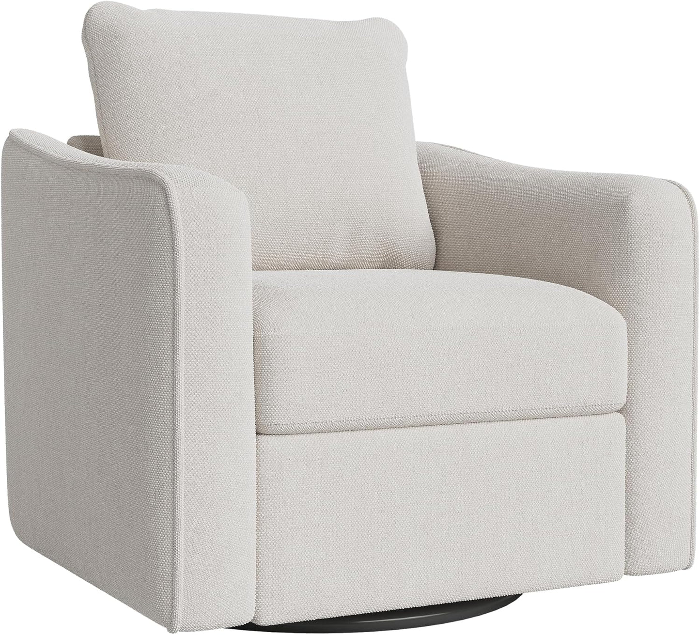 Accent Chair for Living Room, 360° Swivel Reading Chair, Modern Linen Fabric Armchair for Living Room, Comfy Upholstered, Single SofaChair, Beige