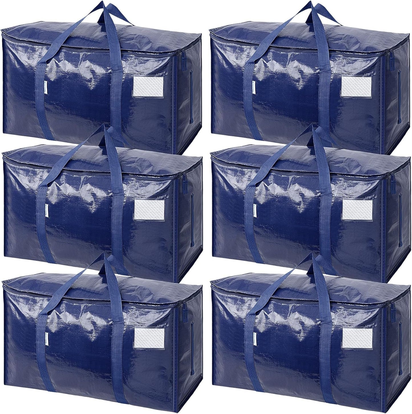 TICONN 6 Pack Extra Large Moving Bags with Zippers & Carrying Handles, Heavy-Duty Storage Tote Moving Boxes for Space Saving